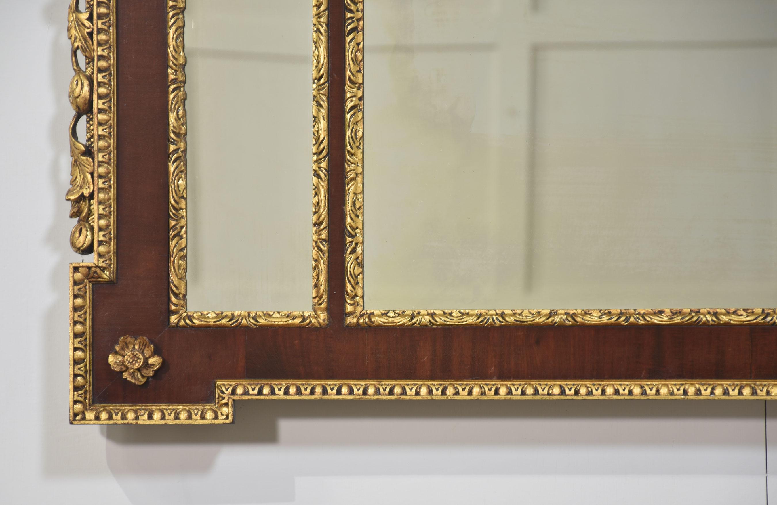 20th Century Parcel-gilt mahogany overmantle mirror For Sale