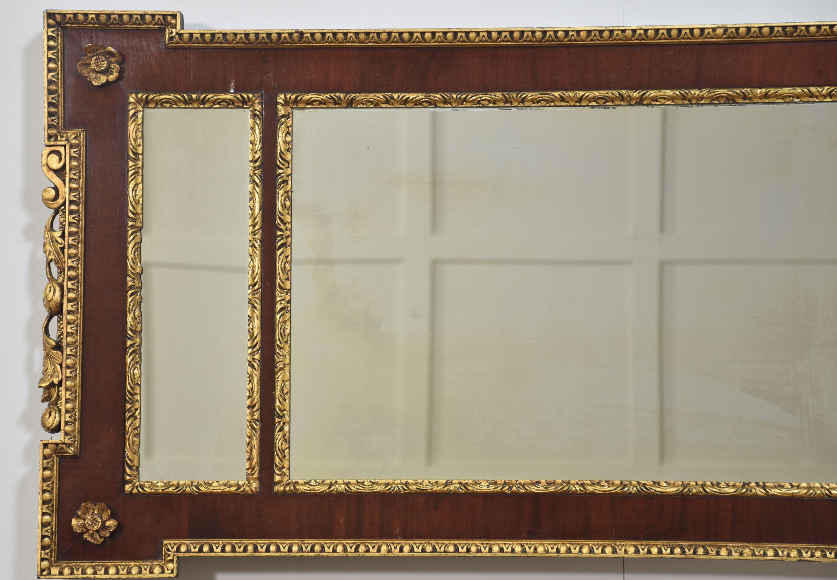 Wood Parcel-gilt mahogany overmantle mirror For Sale