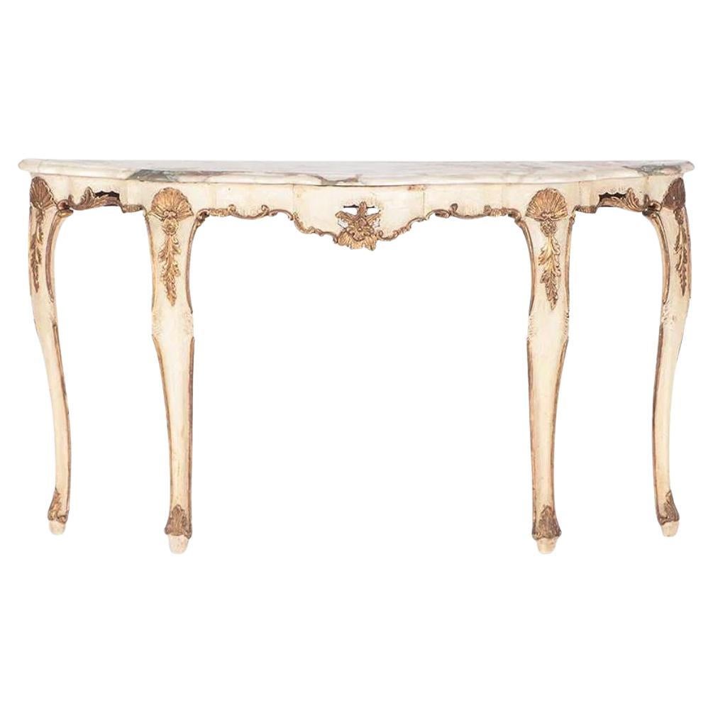 Console à plateau en marbre, style Regency, dorée et peinte en vente