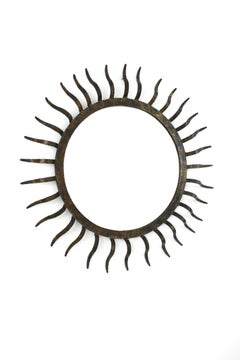 Parcel Gilt Sunburst Mirror in the Style of Gilbert Poillerat