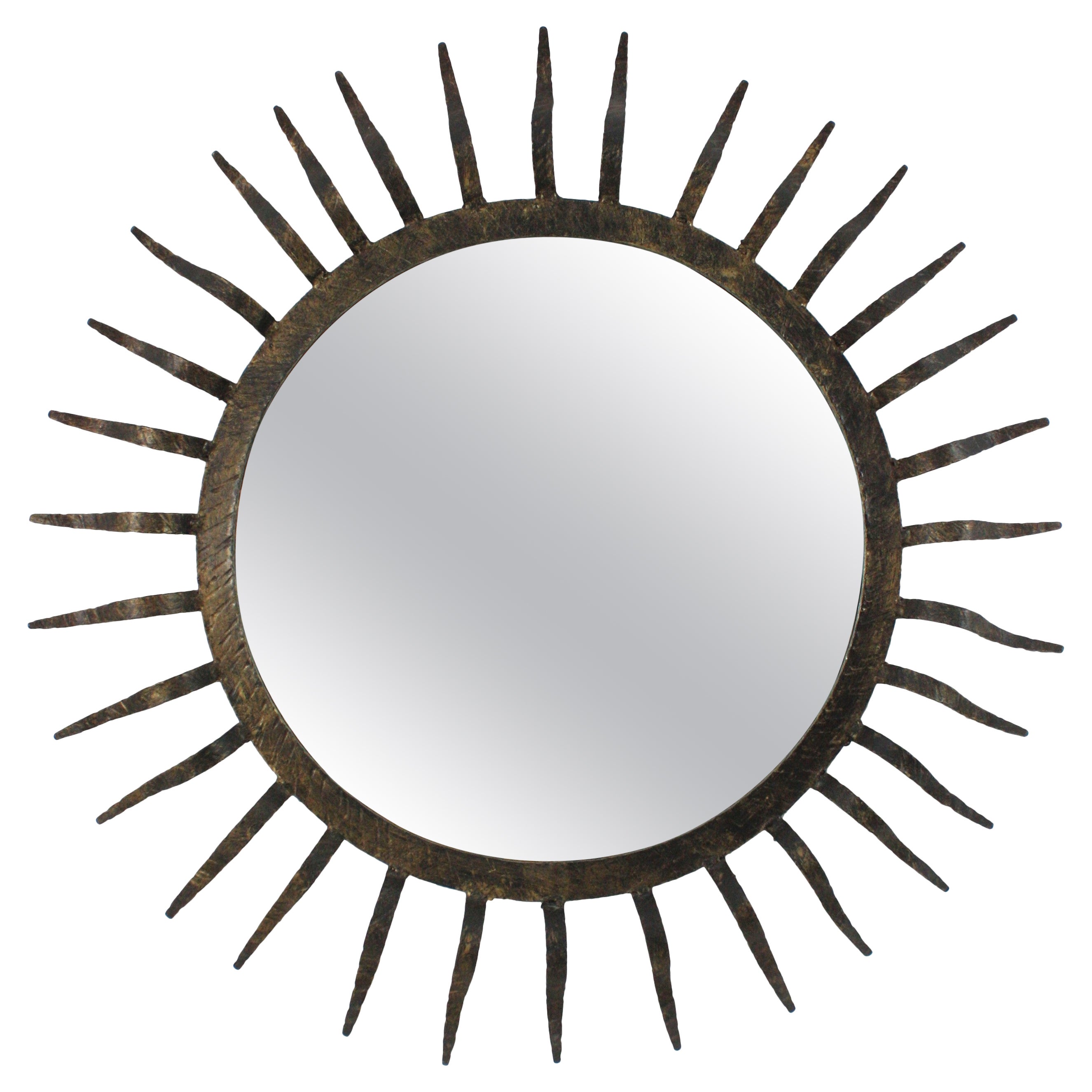 Parcel Gilt Sunburst Mirror in the Style of Gilbert Poillerat