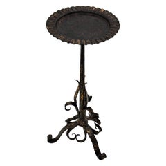 Parcel-Gilt Wrought Iron Eyelash Motif Drinks Table Guéridon or Side Table