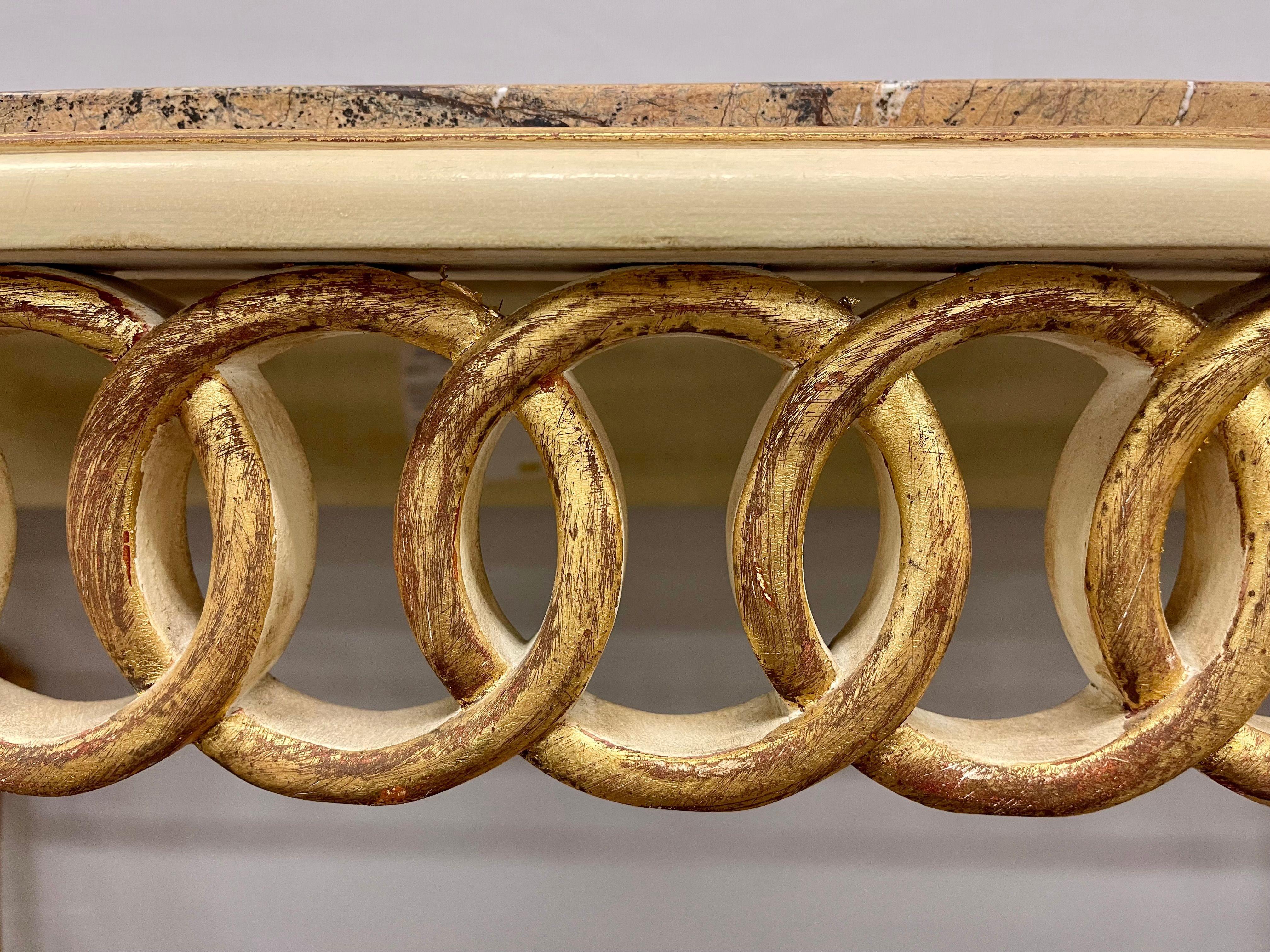 Wood Parcel Paint and Gilt Decorated Pair of Swedish Serving or Console Tables For Sale