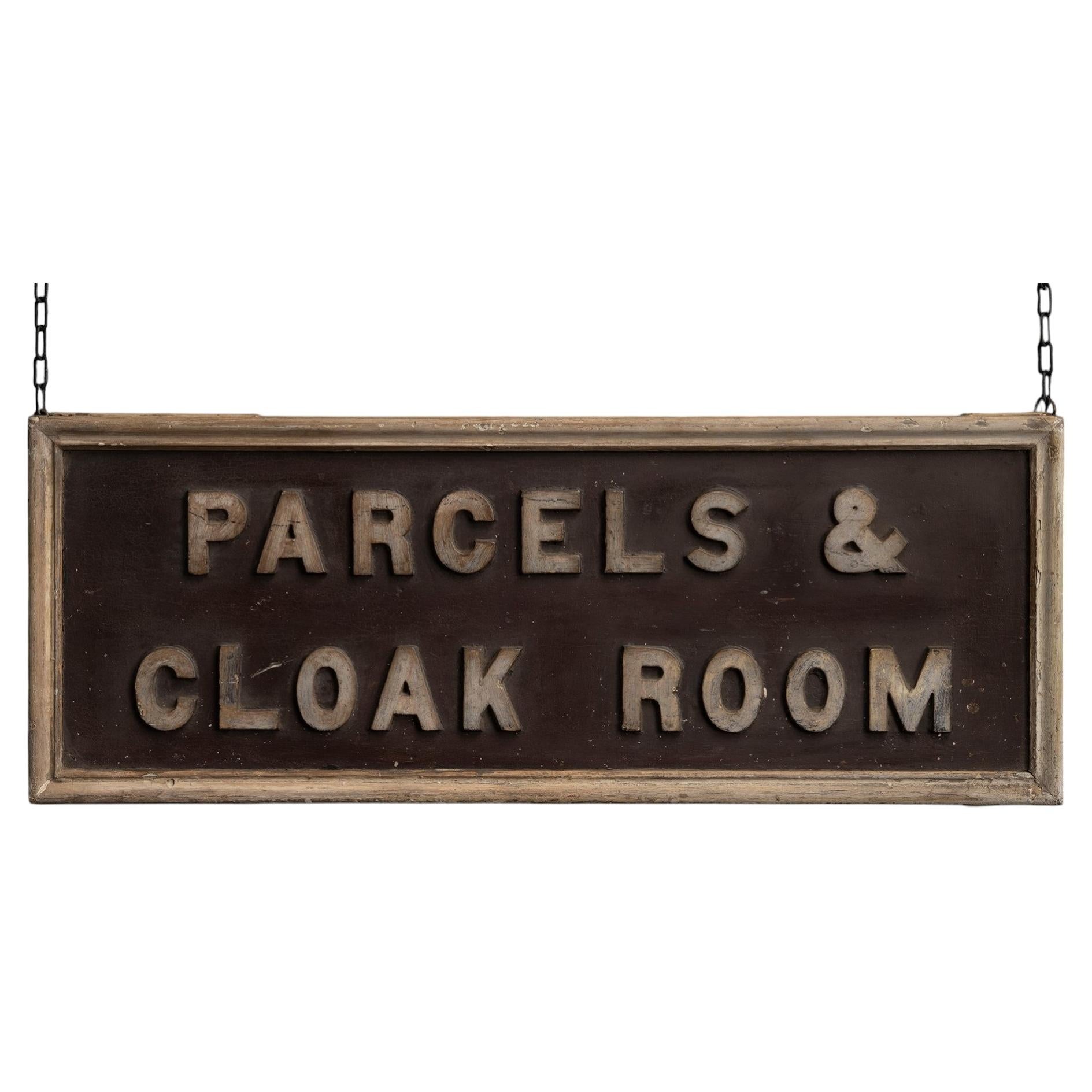 Parcels & Cloak Room Sign, England 1880 For Sale