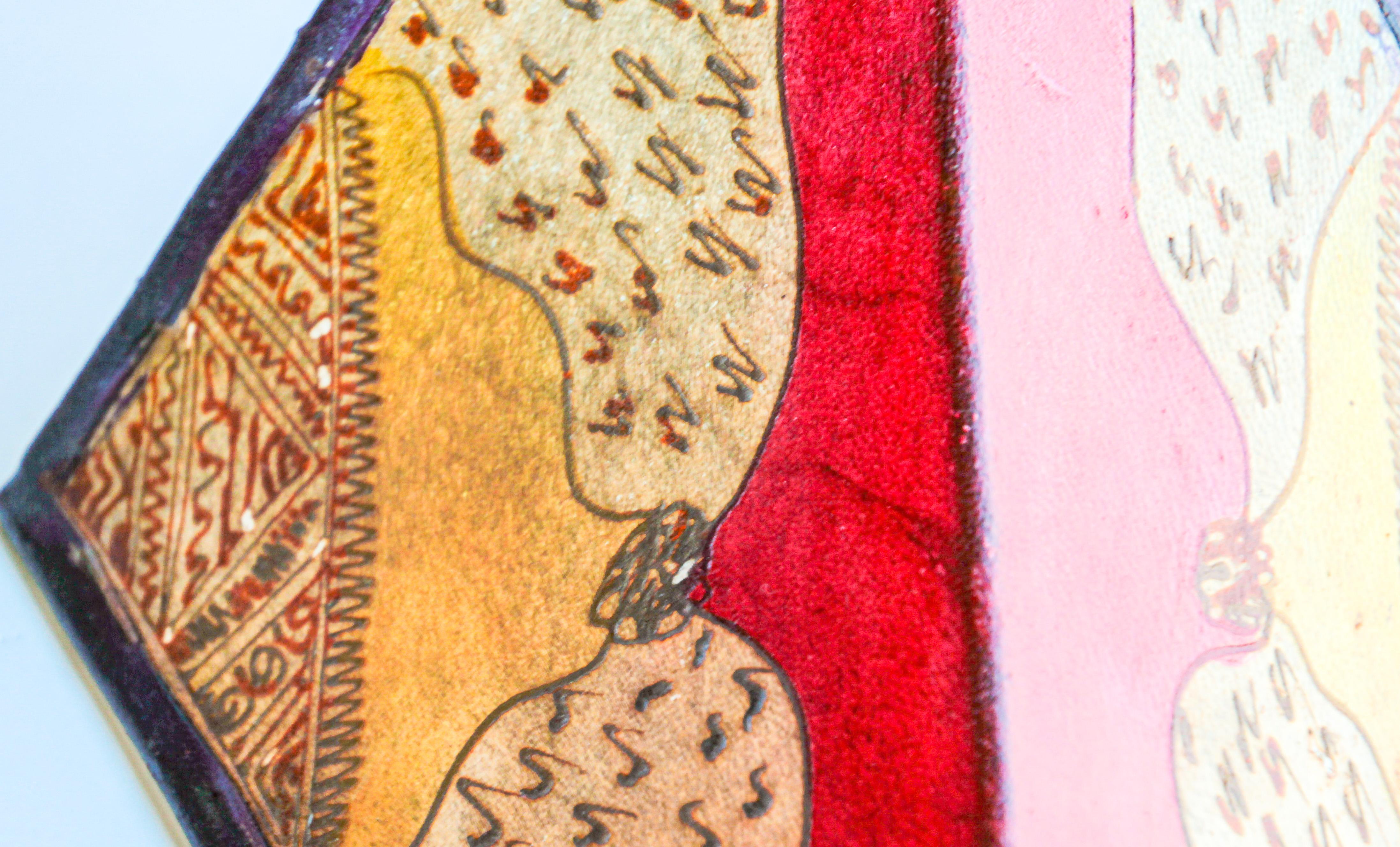 Applique murale d'art marocain en parchemin peinte à la main en vente 4