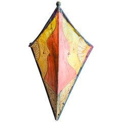 Vintage Parchment African Art Wall Sconce