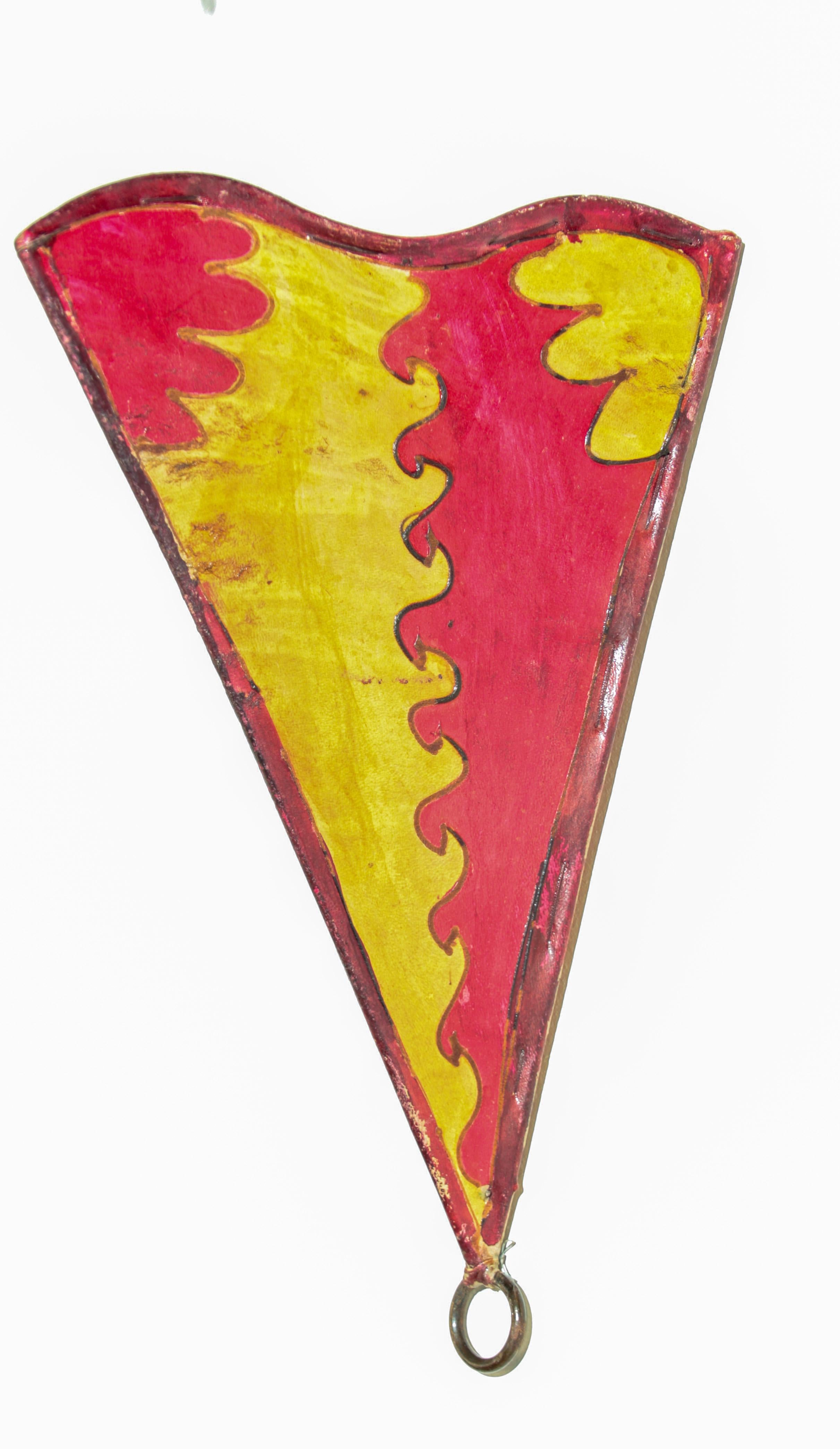 Folk Art Handcrafted North African Art Wall Sconce in Red and Yellow For Sale