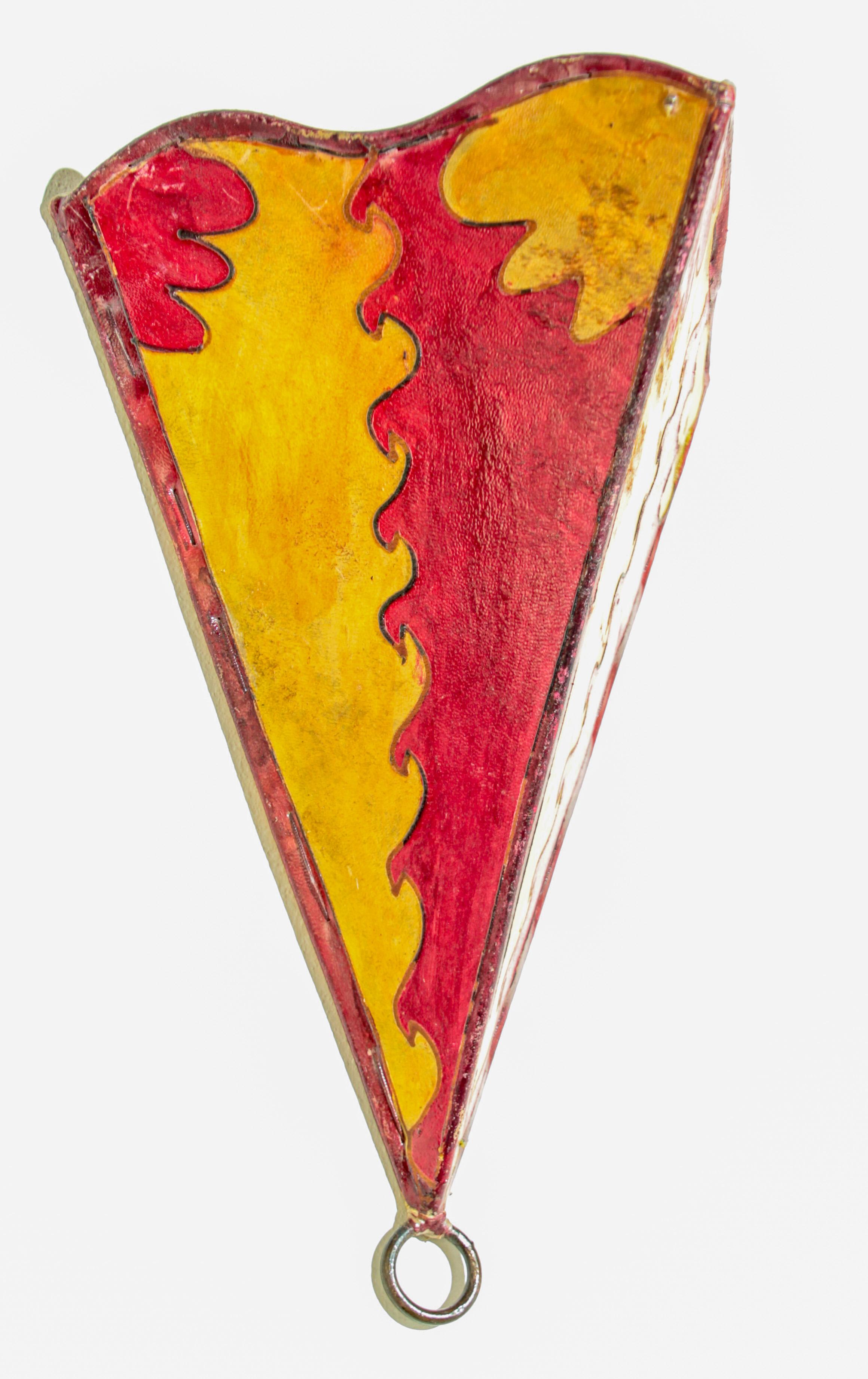 Moroccan Handcrafted North African Art Wall Sconce in Red and Yellow For Sale