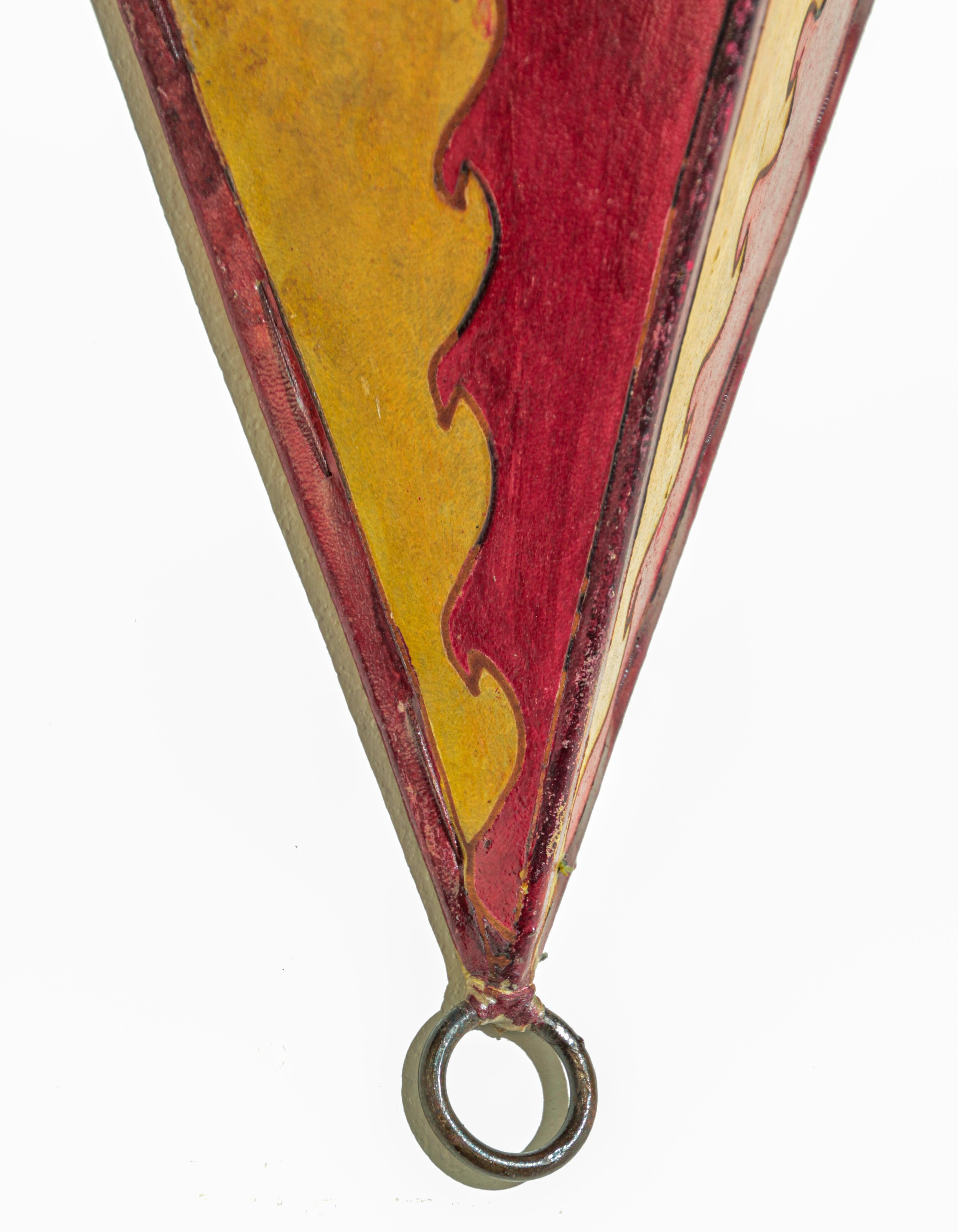 Hand-Crafted Handcrafted North African Art Wall Sconce in Red and Yellow For Sale