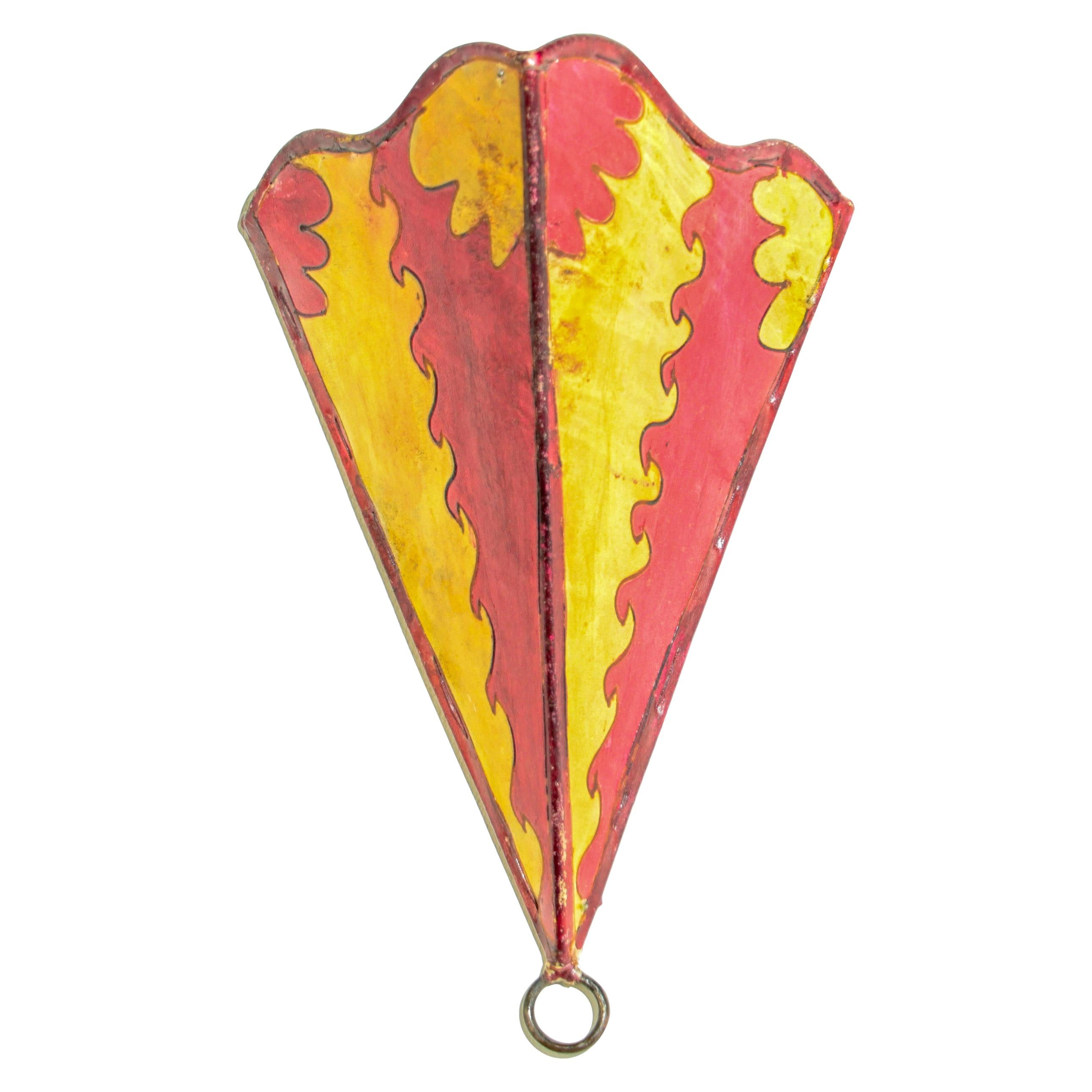 Handcrafted North African Art Wall Sconce in Red and Yellow