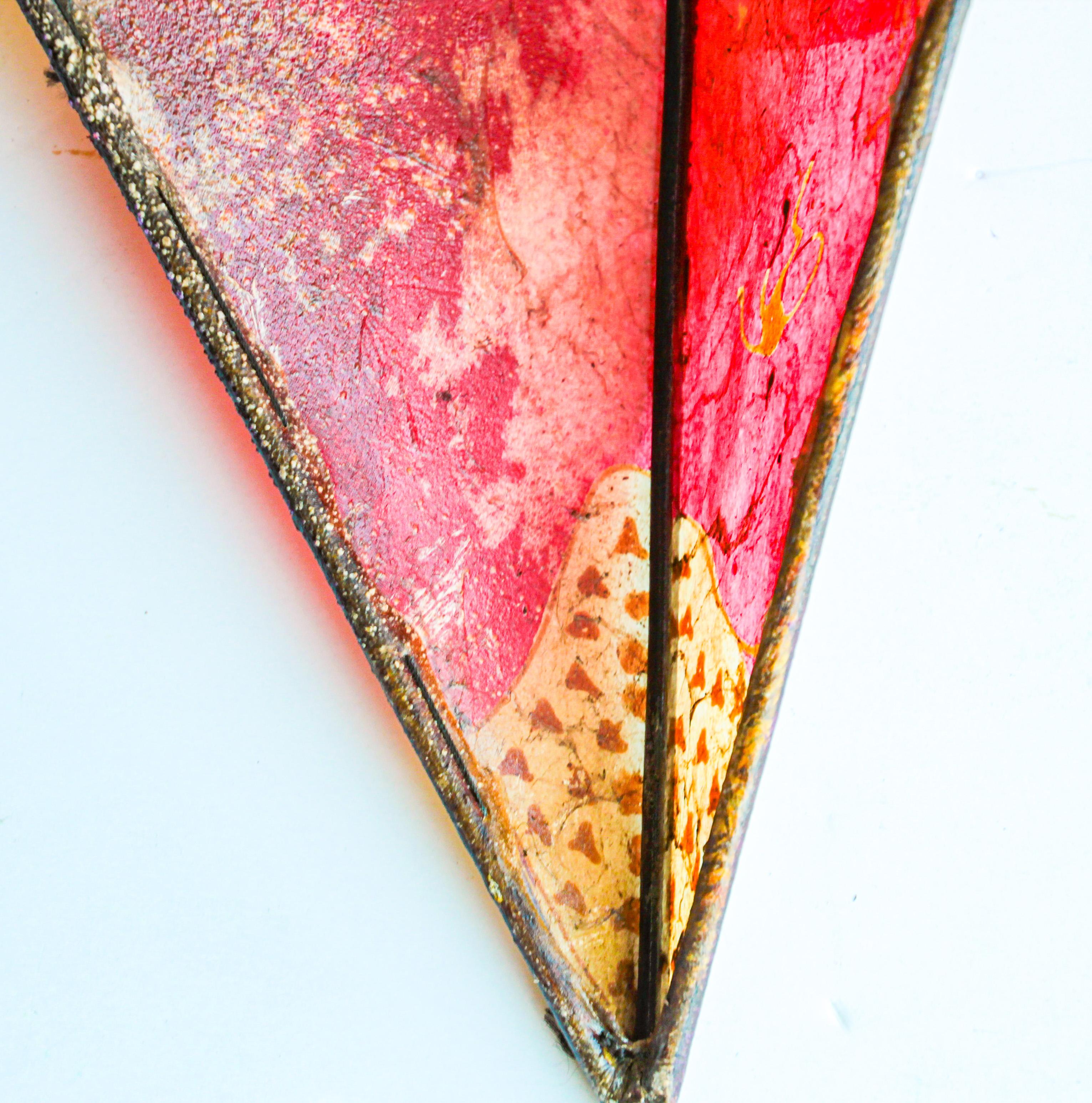 Handcrafted Parchment African Red Art Wall Sconce For Sale 3