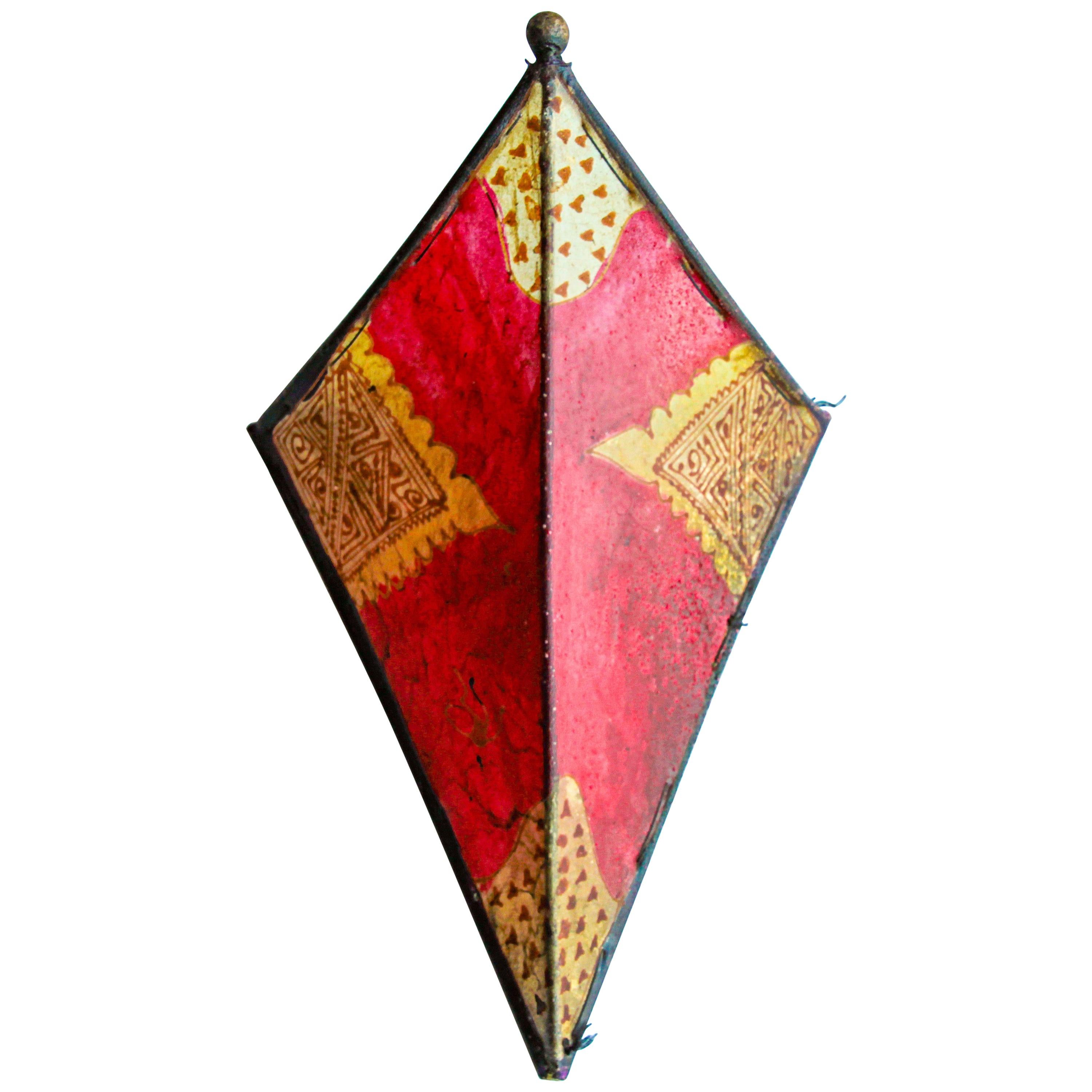 Handcrafted Parchment African Red Art Wall Sconce