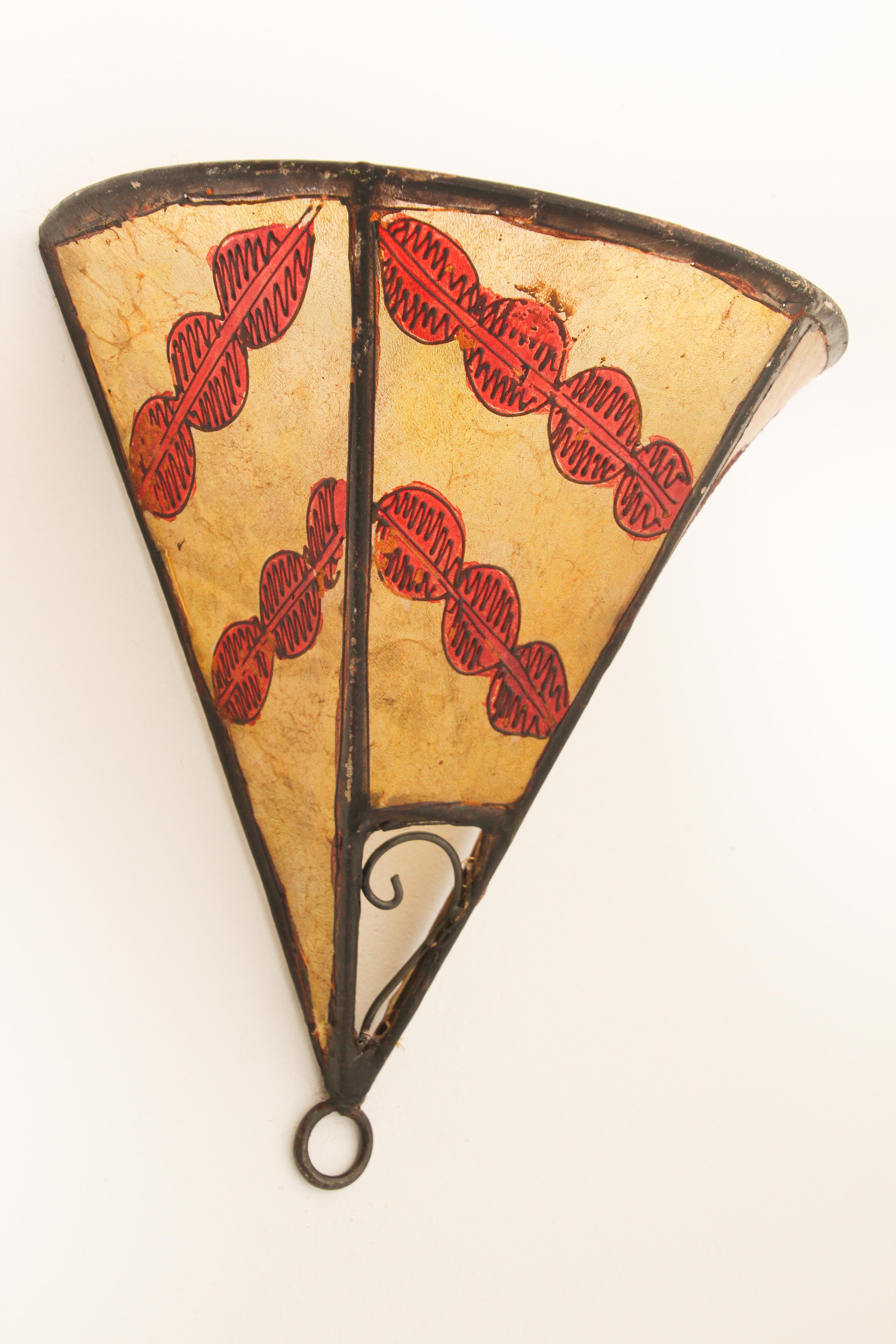 Hand-Crafted Ethnic Parchment African Art Wall Sconce For Sale
