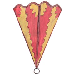 Handpainted Parchment Moroccan Wall Sconce in Red and Yellow