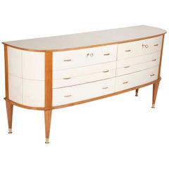 Parchment and Beechwood Italian Chest with Polished Brass Mounts
