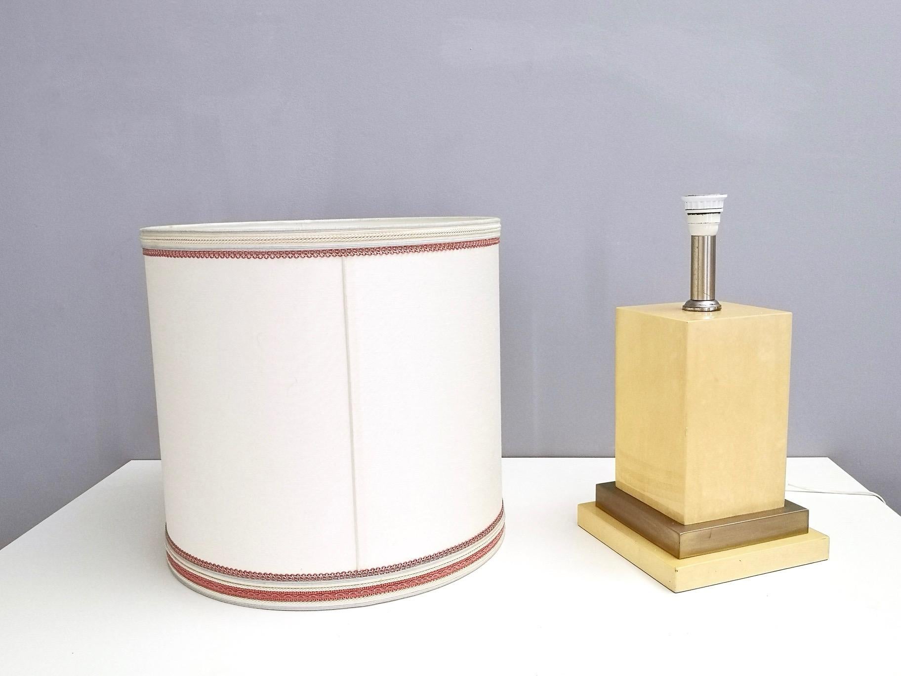 Fabric Parchment and Brass Table Lamp by Aldo Tura, Italy 1960s-1970s