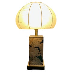 Parchment and Brass Table Lamp, Neoclassical Revival, France, 1970s
