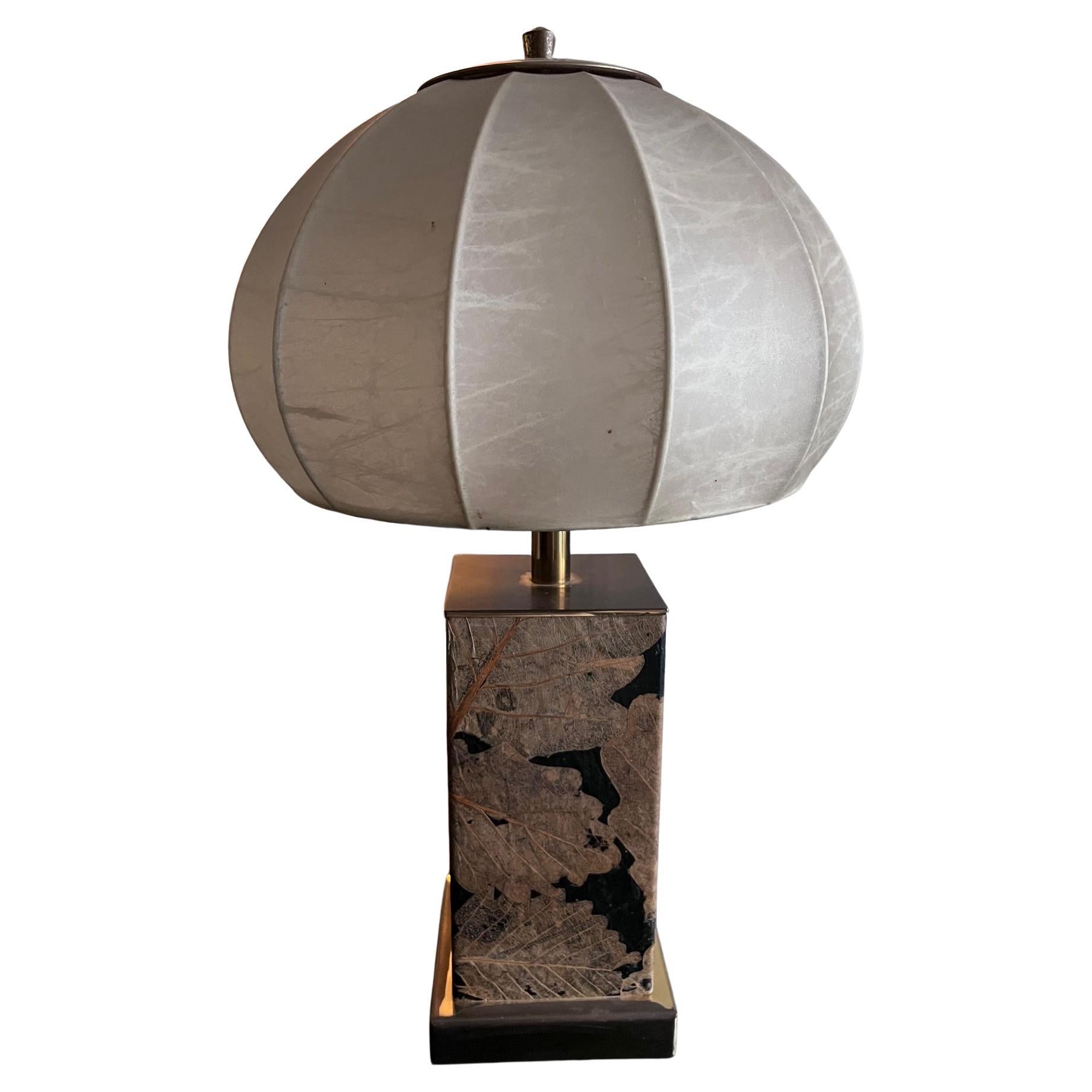 Parchment and Brass Table Lamp from the 1970's For Sale