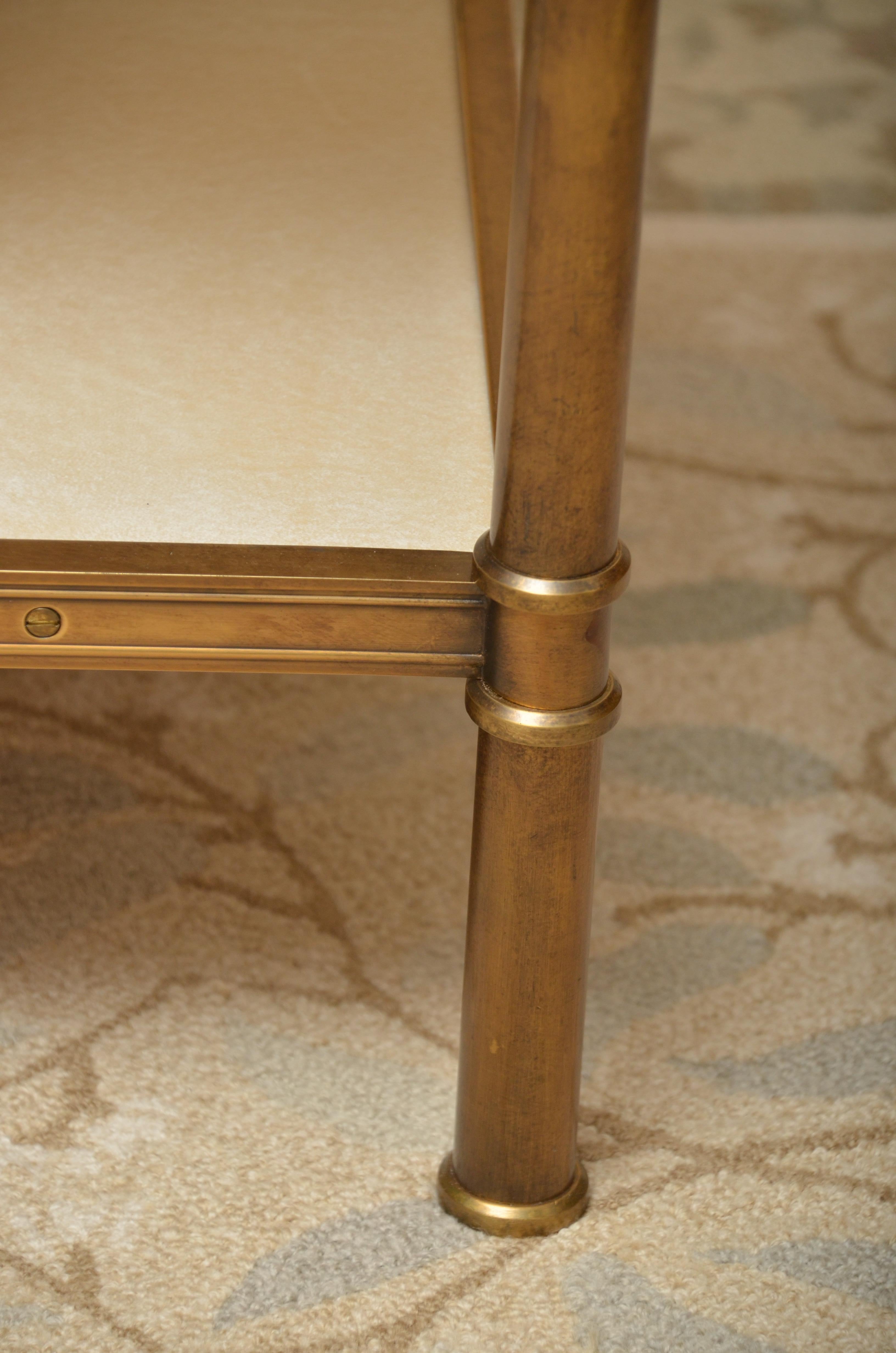 Parchment and Brass Two-Tier Coffee Table 4