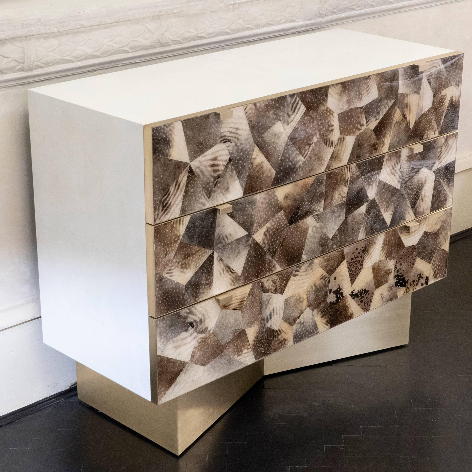 Modern Parchment and Fugu Skin Contemporary Chest of Drawers, France.