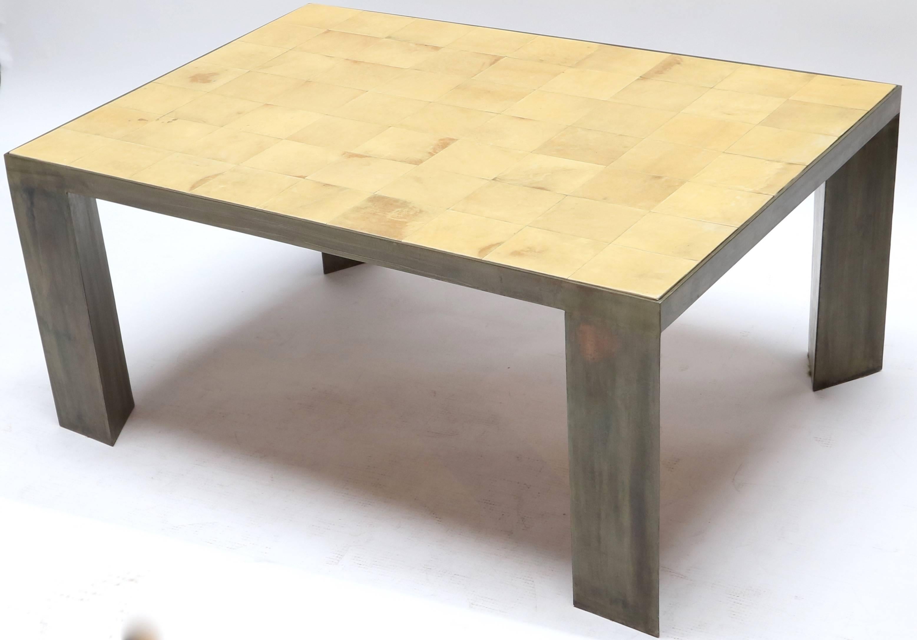 Argentine Parchment and Metal Coffee Table