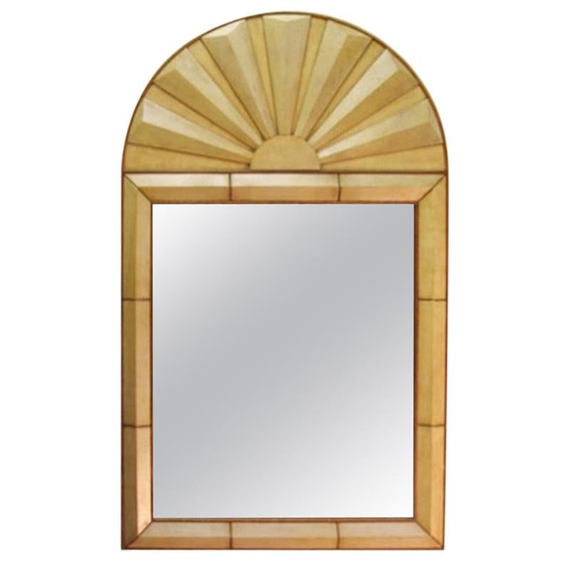 Parchment Art Deco Style Mirror For Sale