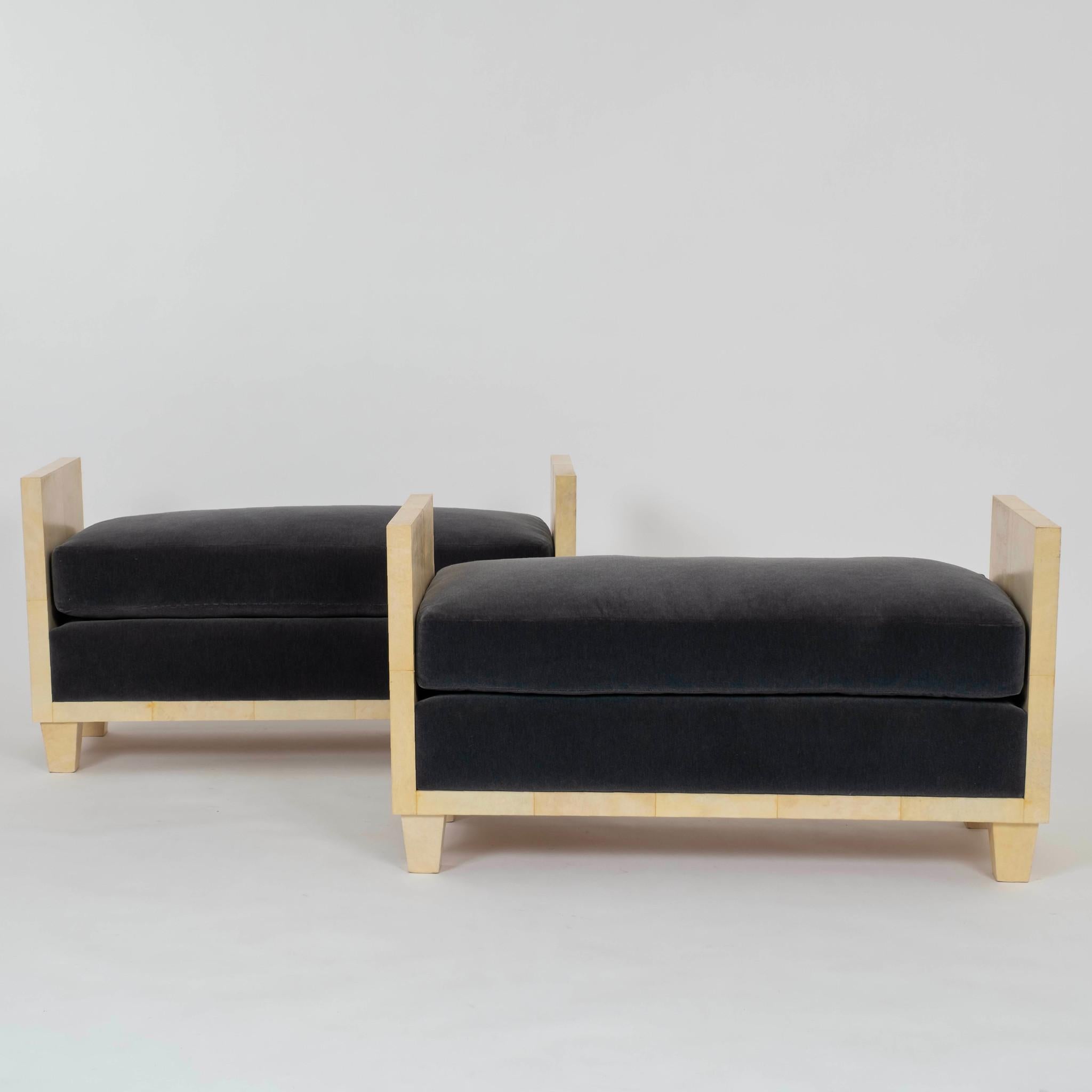 Goatskin Parchment Bench Attributed. Jean-Michel Frank For Sale