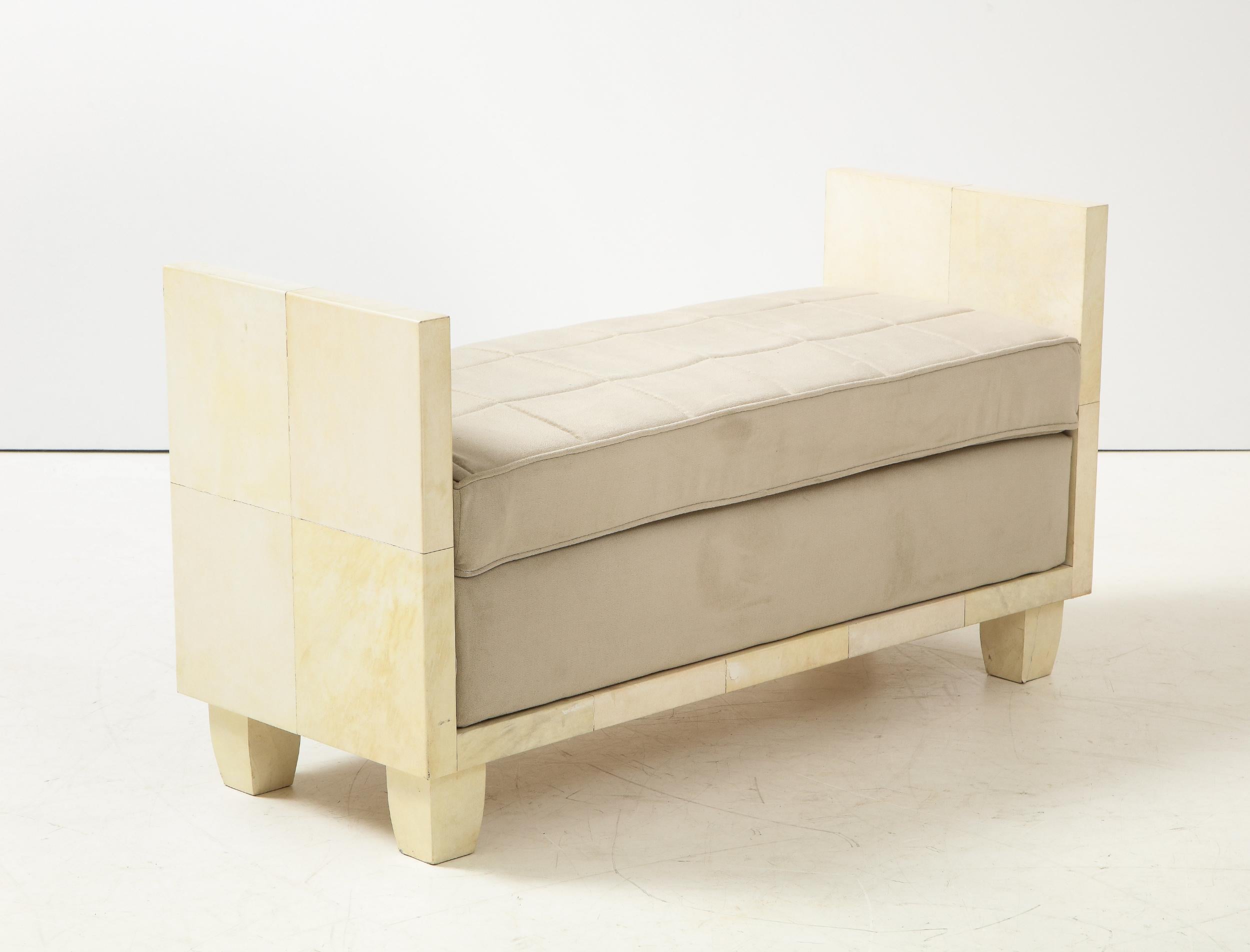 Wood Parchment Benches in the manner of Jean-Michel Frank