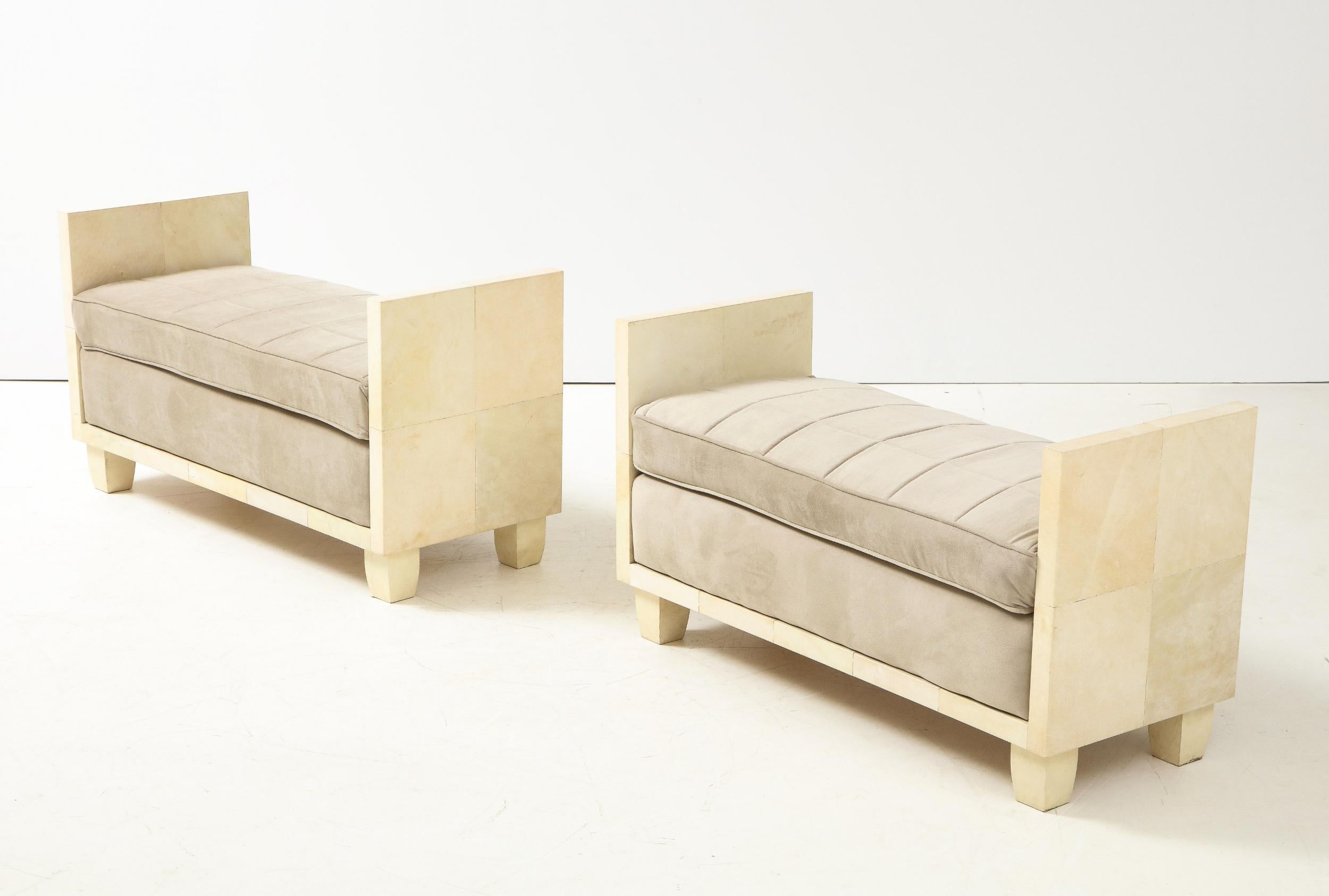 Parchment Benches in the manner of Jean-Michel Frank 1
