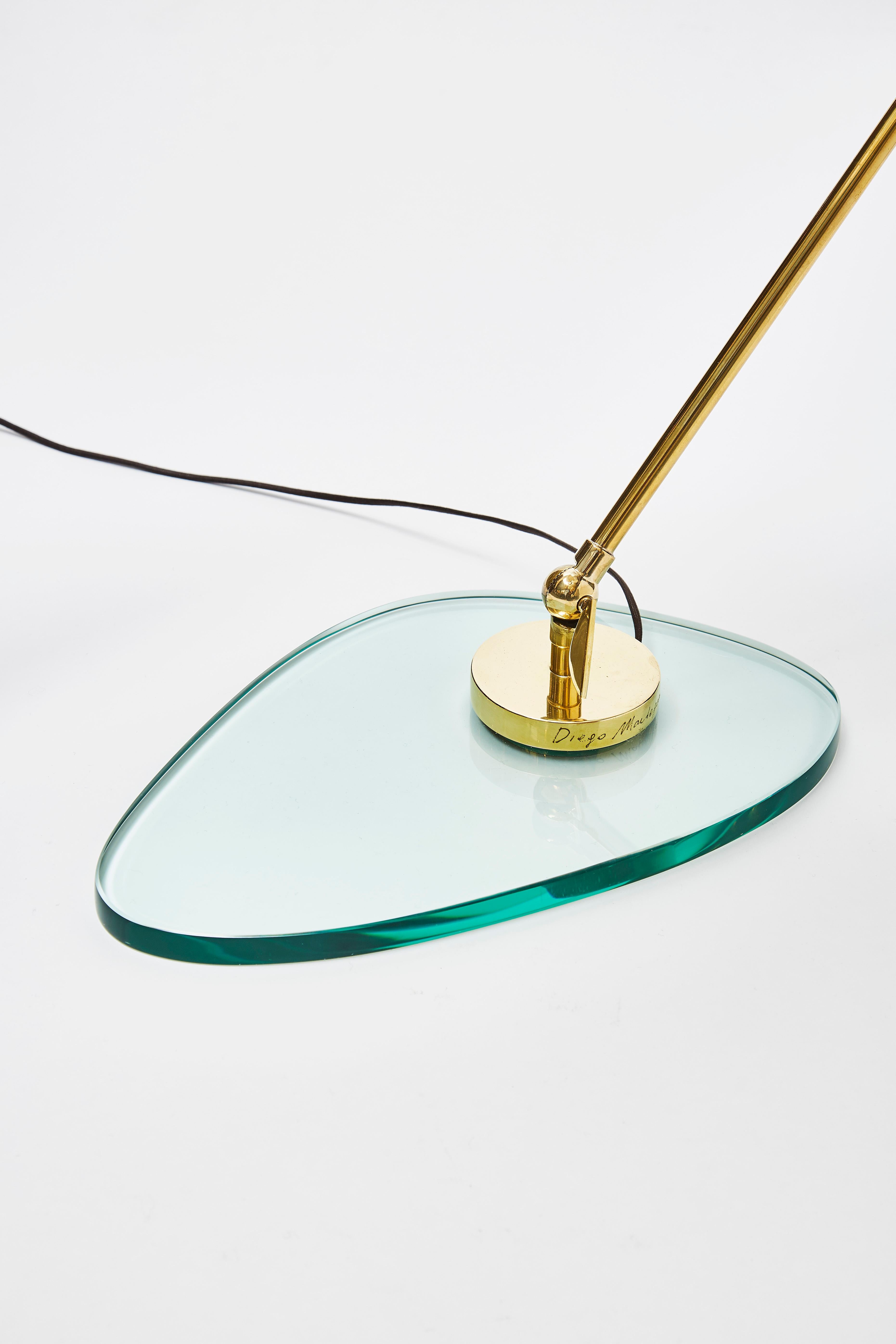 Parchment, Brass and Glass Table Lamp by Diego Mardegan for Glustin Luminaires For Sale 3