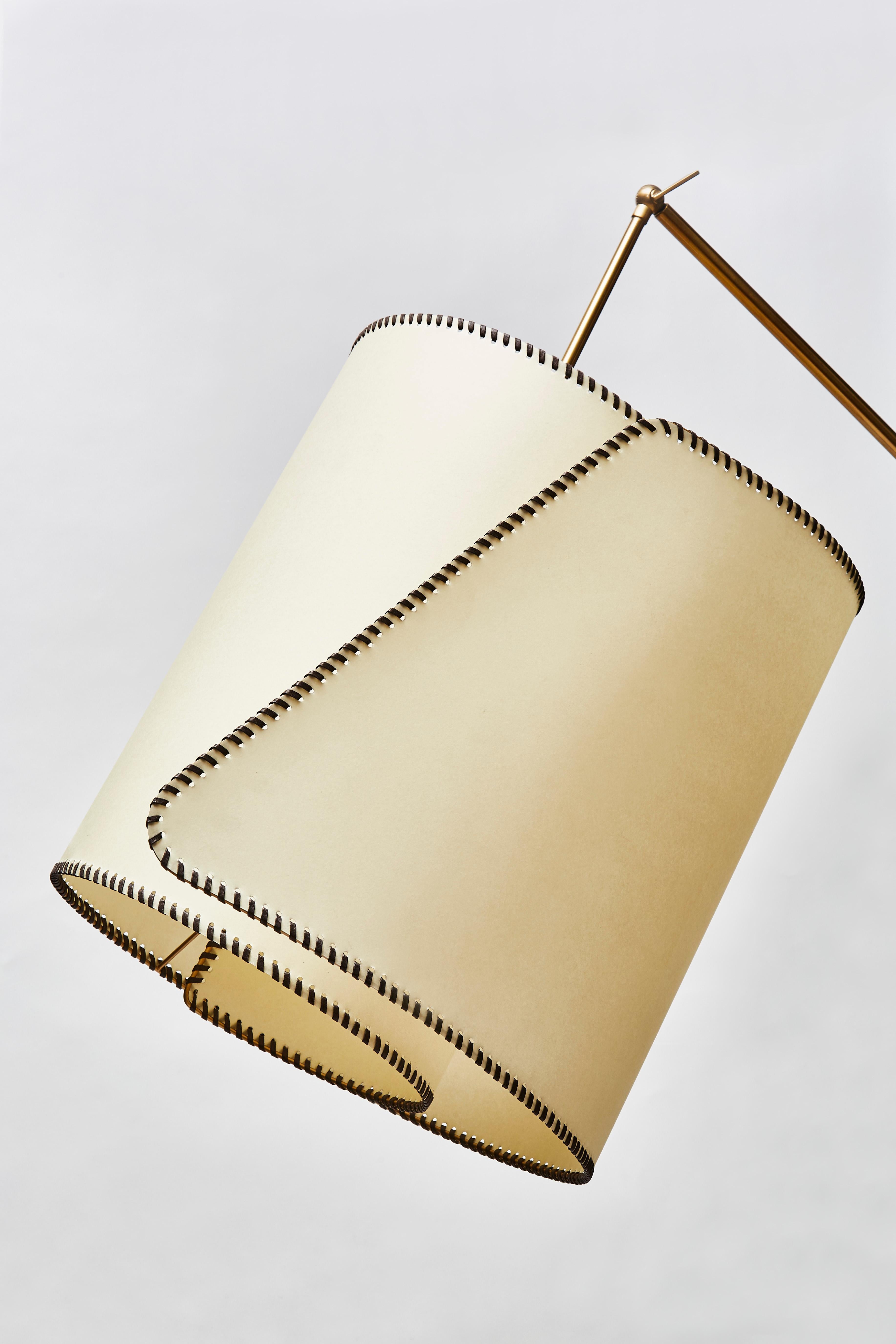 Italian Parchment, Brass and Marble Floor Lamp by Diego Mardegan for Glustin Luminaires