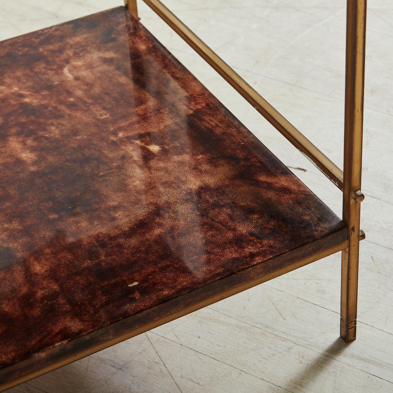 Parchment + Brass Side Table in the Style of Aldo Tura, Italy 20th Century 2