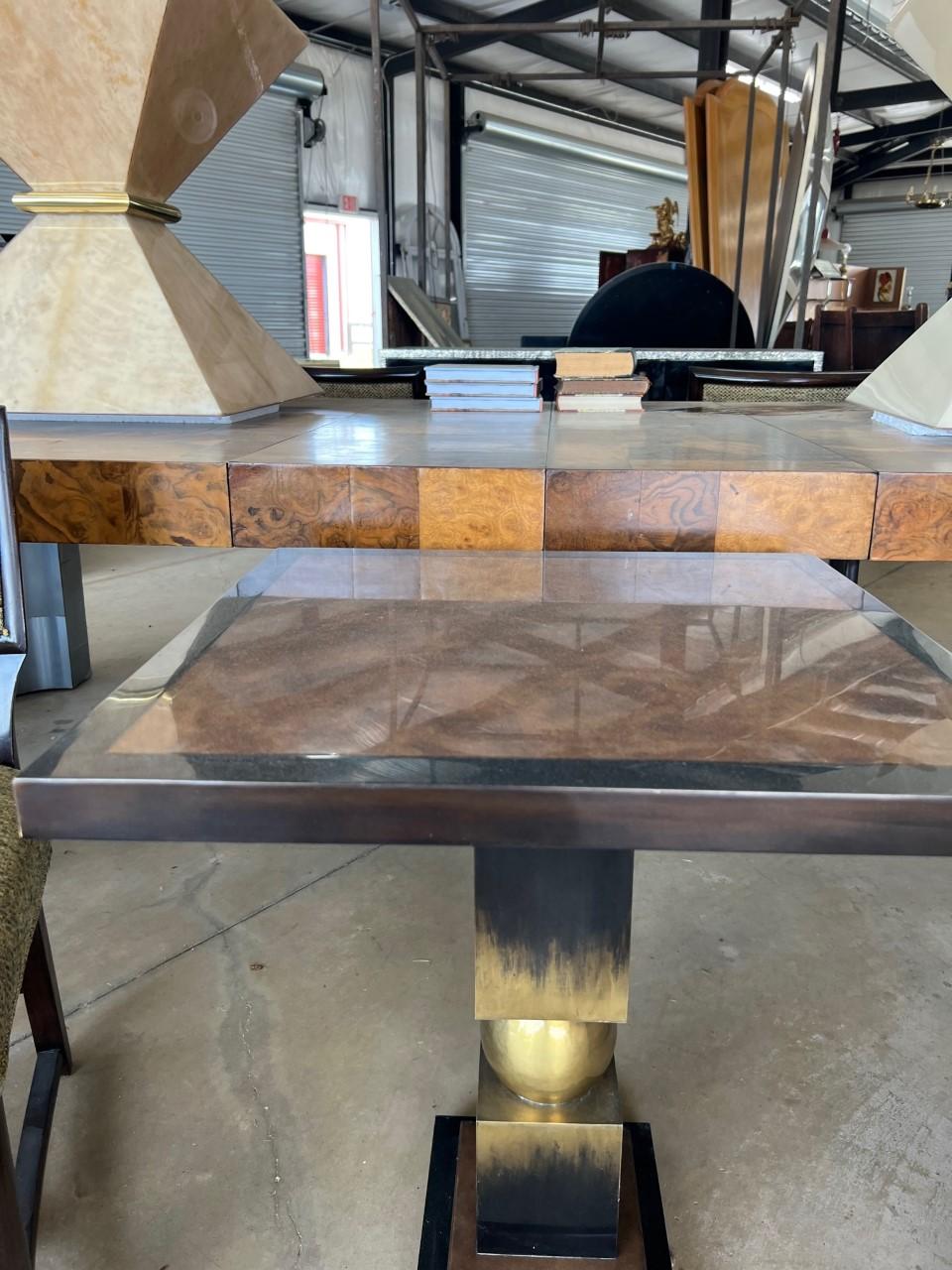 Mid-Century Modern Parchment, Bronze, Resin Side Table