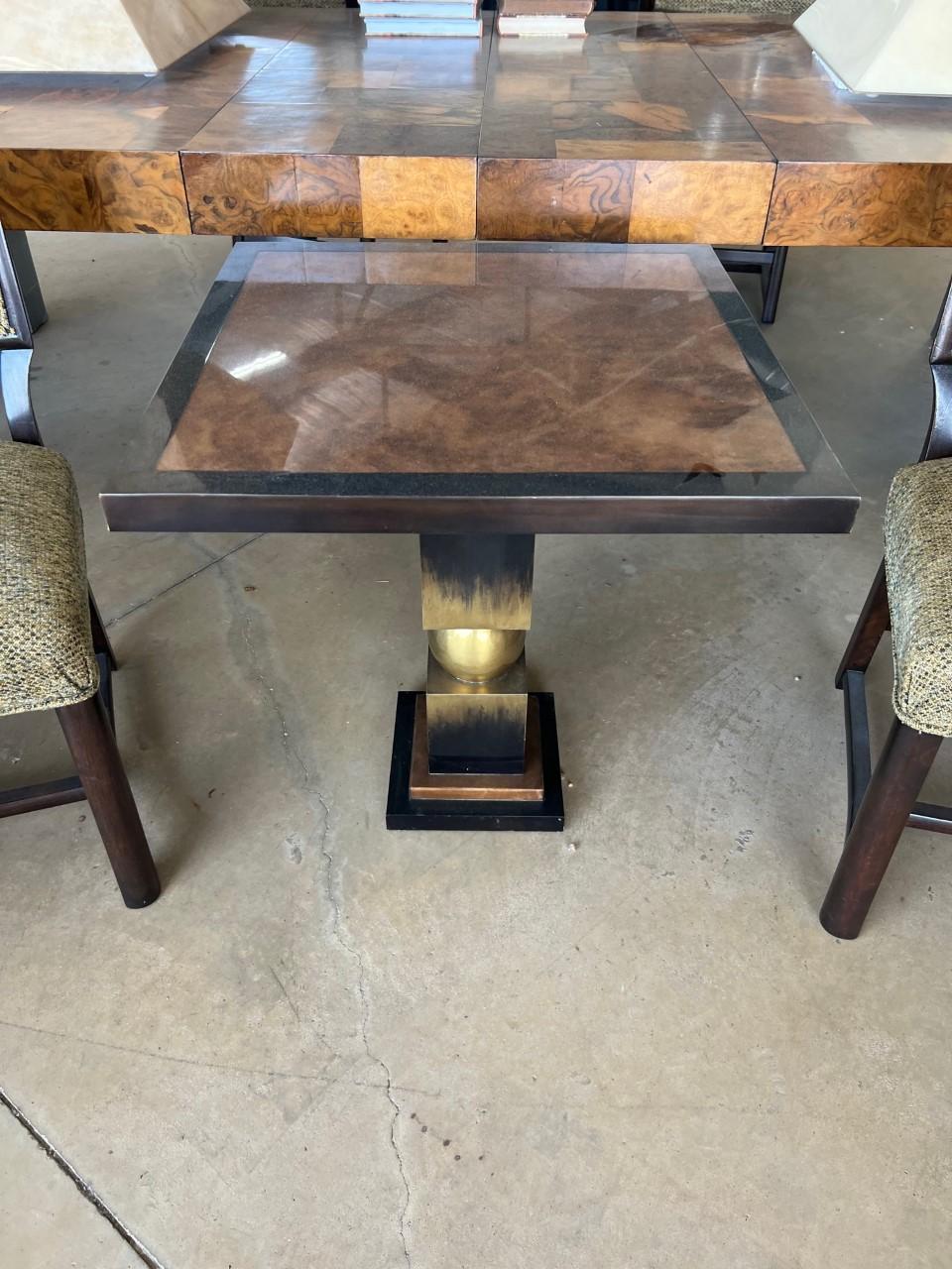 Parchment, Bronze, Resin Side Table In Good Condition In Cathedral City, CA
