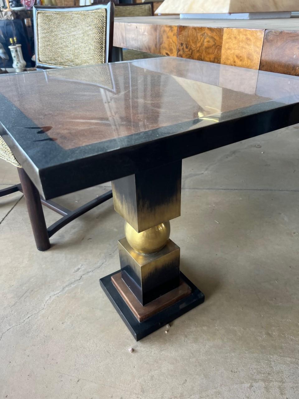 Contemporary Parchment, Bronze, Resin Side Table
