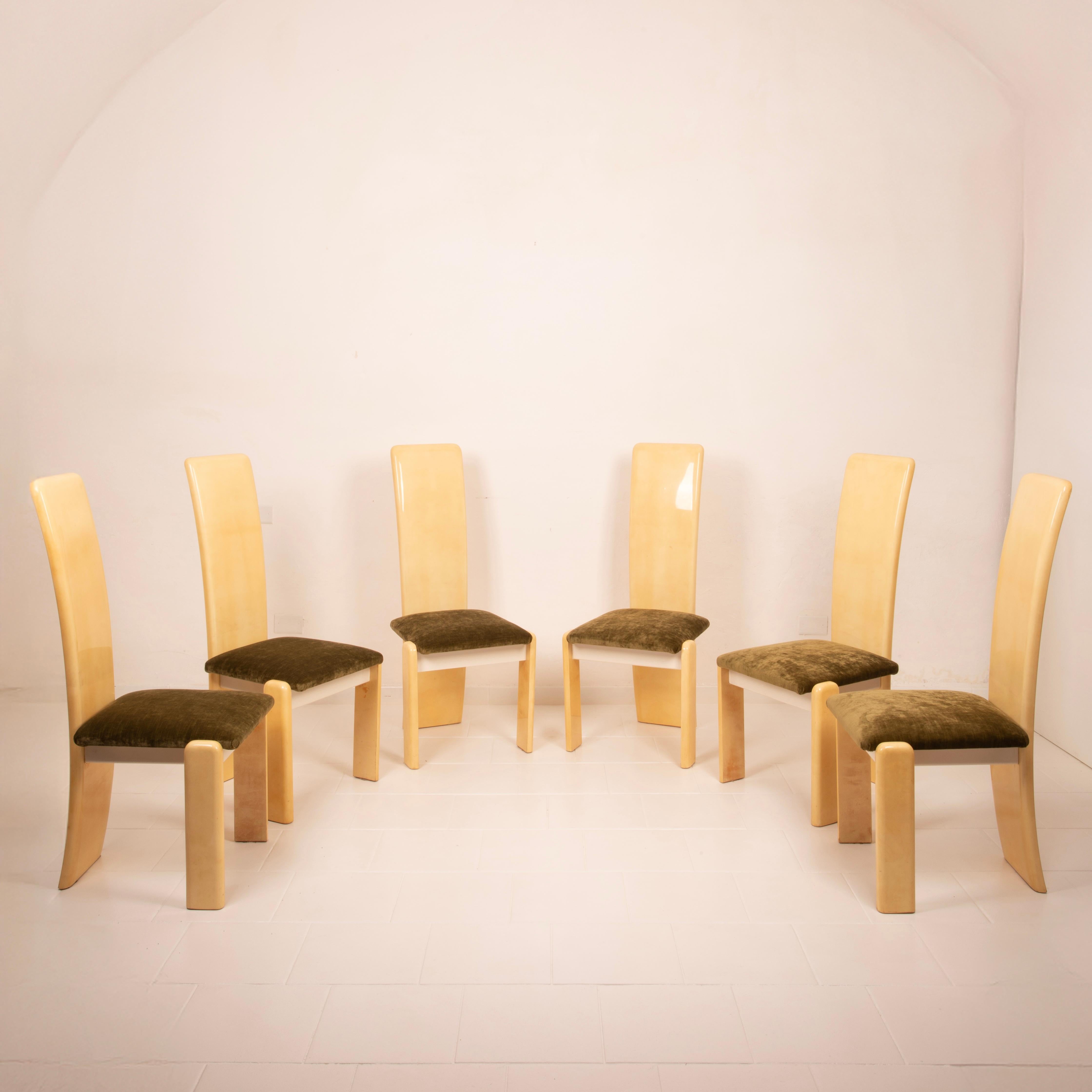 Mid-Century Modern Chaises en parchemin par Aldo Tura pour Tura Milano 1960 Ensemble de 2 en vente