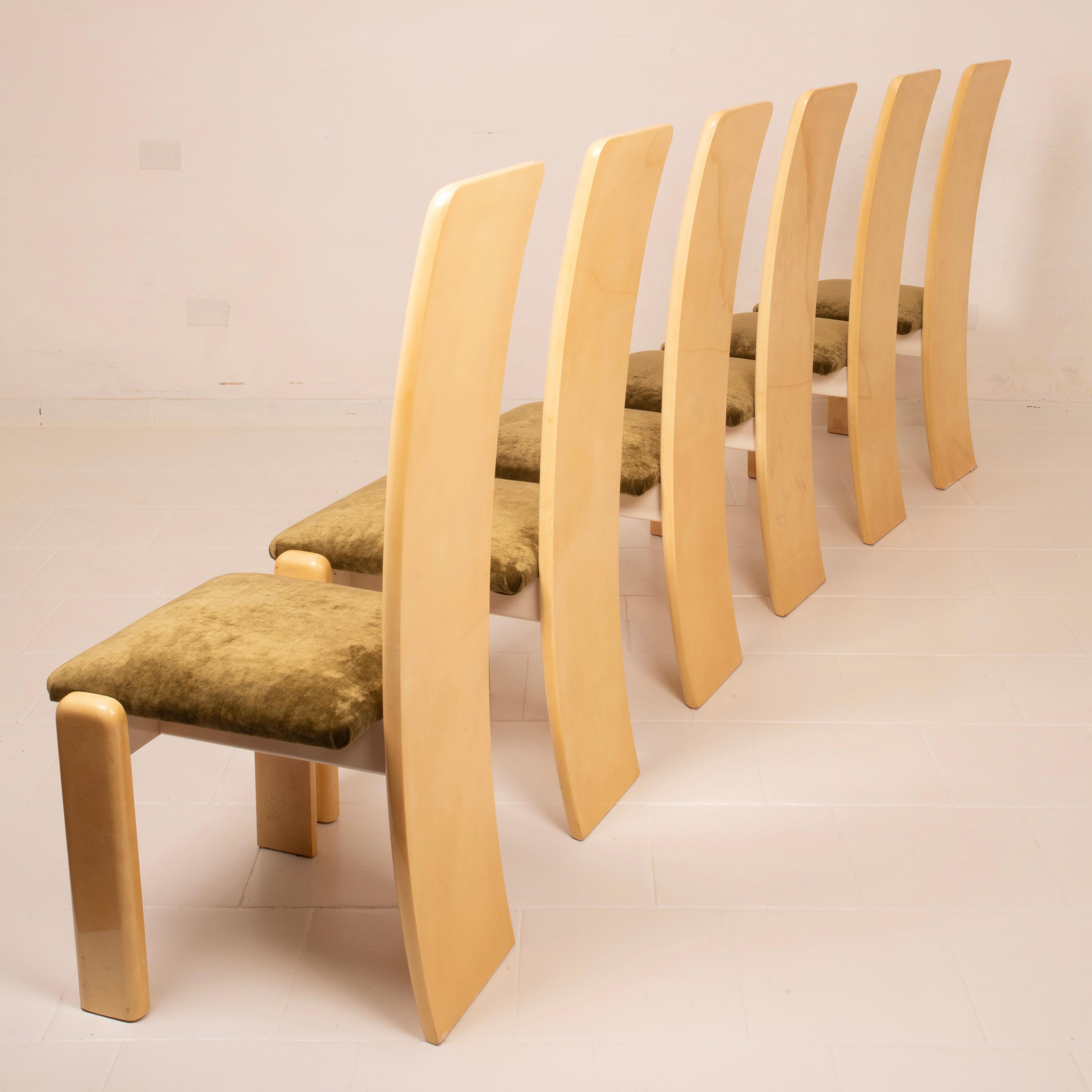 Velours Chaises en parchemin par Aldo Tura pour Tura Milano 1960 Ensemble de 2 en vente