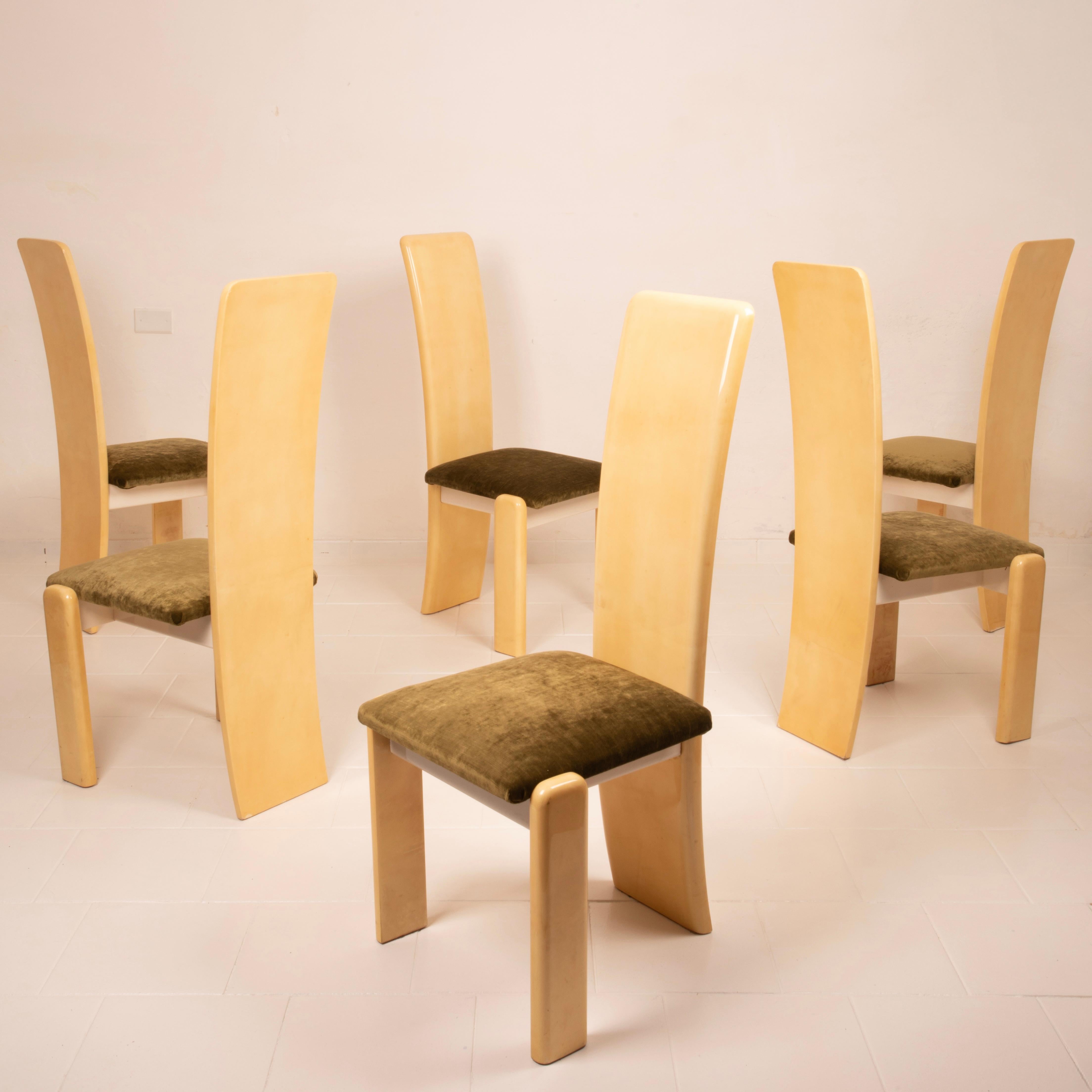 Parchment Chairs by Aldo Tura for Tura Milano 1960 Set of 4 in vendita 8