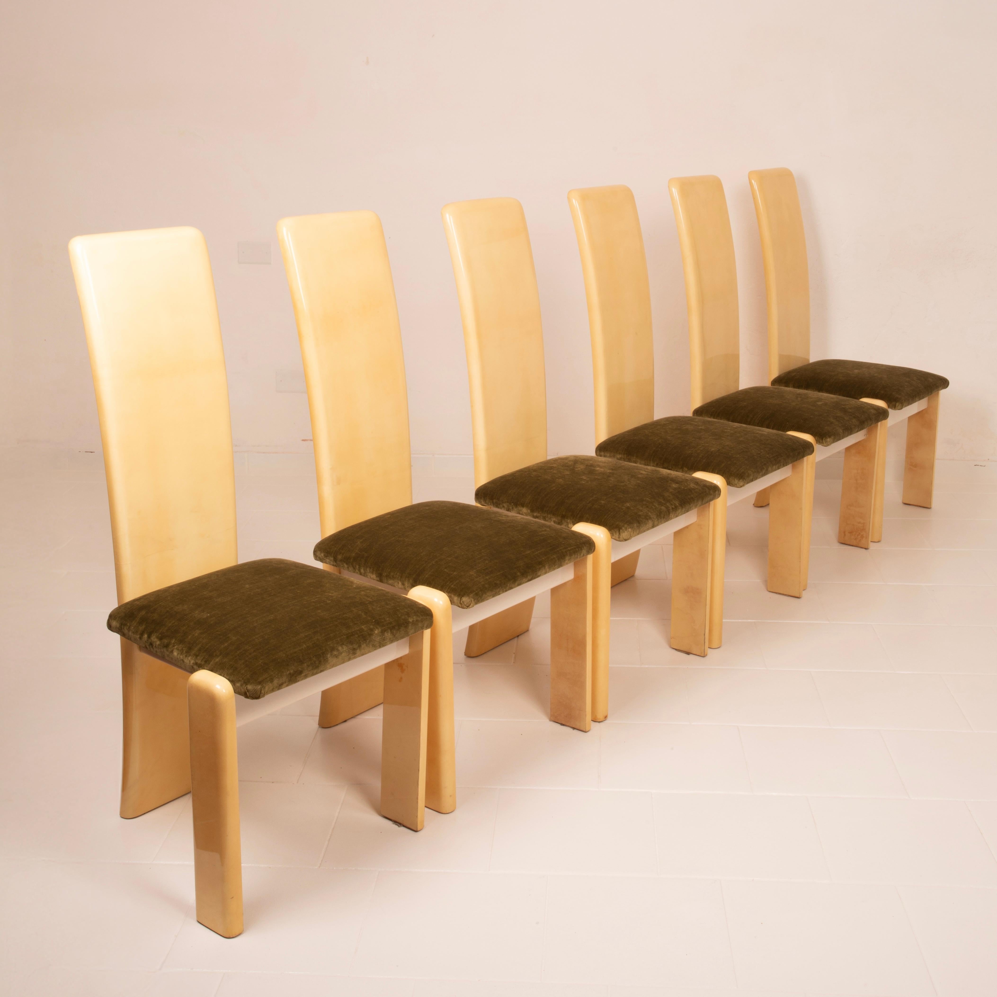 Pergamentstühle von Aldo Tura für Tura Milano 1960 6er Set im Angebot 4