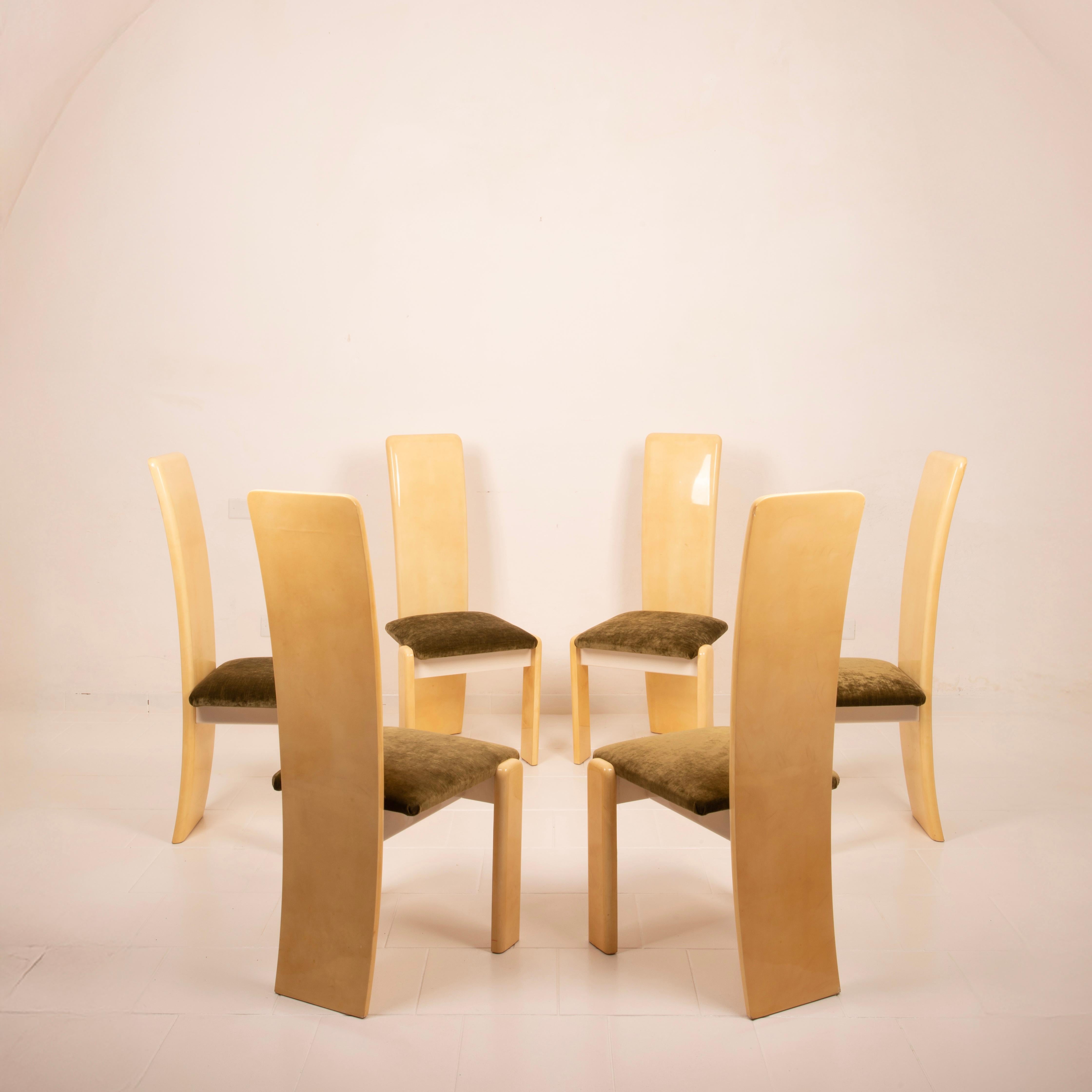 Pergamentstühle von Aldo Tura für Tura Milano 1960 6er Set im Zustand „Gut“ im Angebot in Conversano, IT