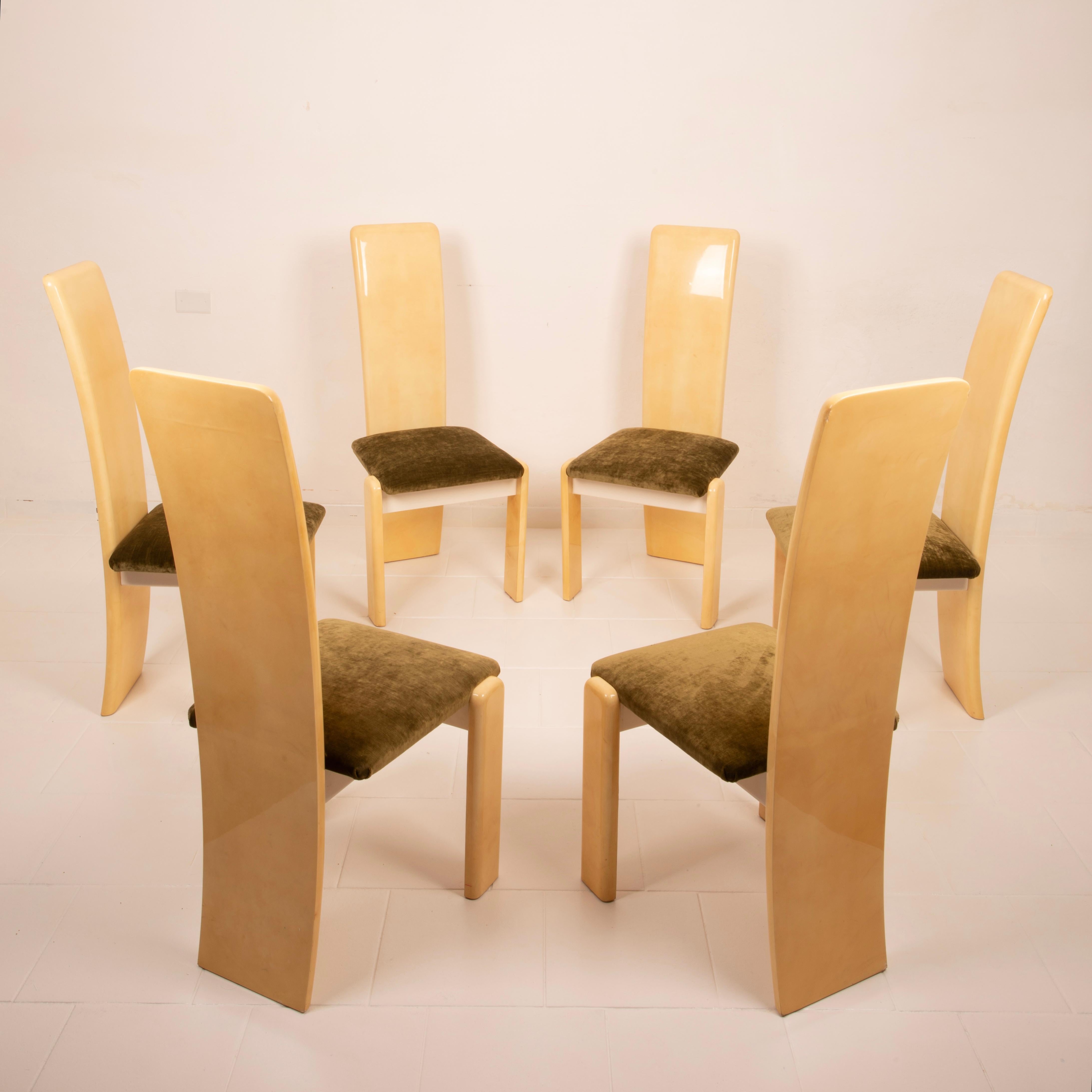 Pergamentstühle von Aldo Tura für Tura Milano 1960 6er Set (Samt) im Angebot