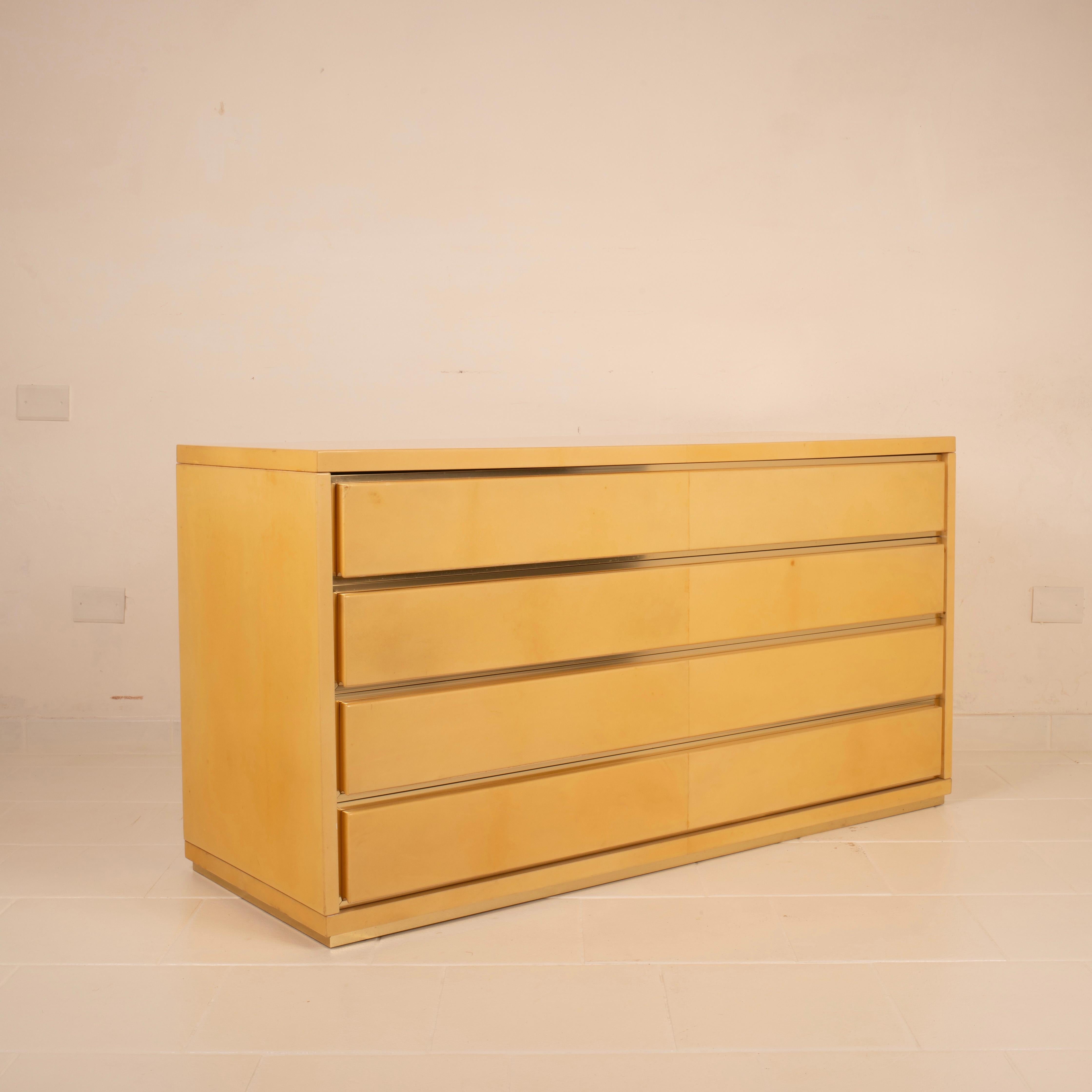 Mid-20th Century Parchment Chest of Drawers by Aldo Tura for Tura Milano en vente