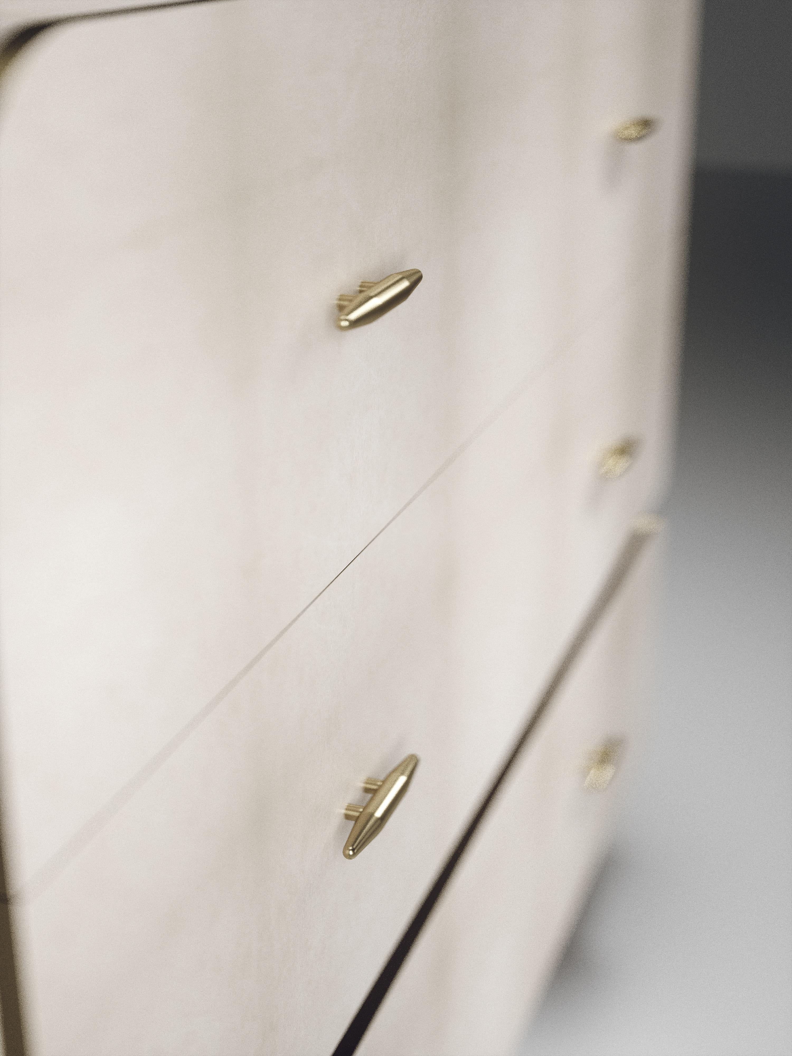 Parchment Chest of Drawers with Brass Accents by Kifu Paris For Sale 5