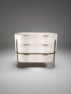 Parchment Chest of Drawers with Brass Accents by Kifu Paris