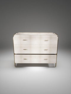 Parchment Chest of Drawers with Brass Accents by Kifu Paris