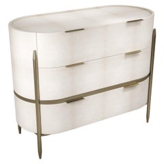 Parchment Chest of Drawers with Brass Accents by Kifu Paris