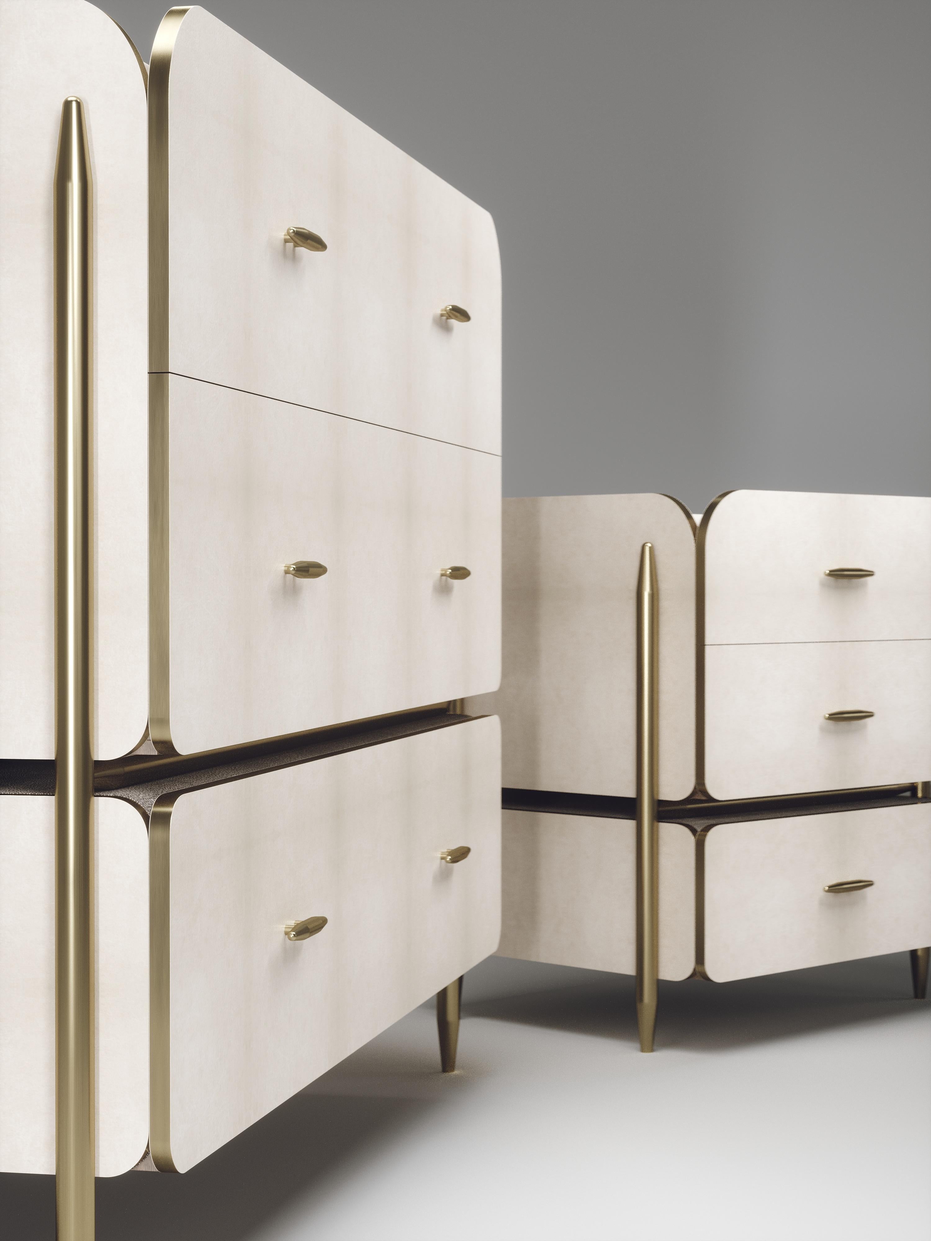 Parchment Chest of Drawers with Brass Accents by Kifu Paris For Sale 2