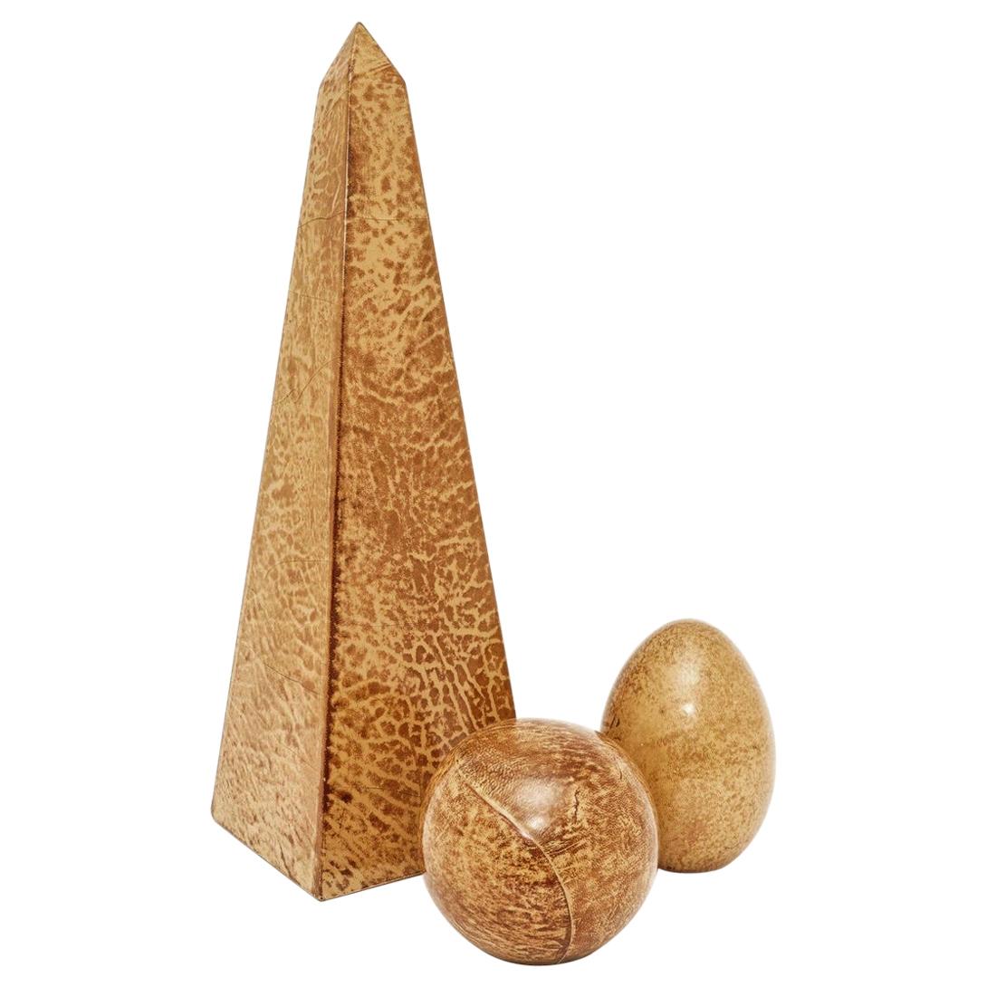 Parchment Clad Obelisk Egg and Sphere Sculptures