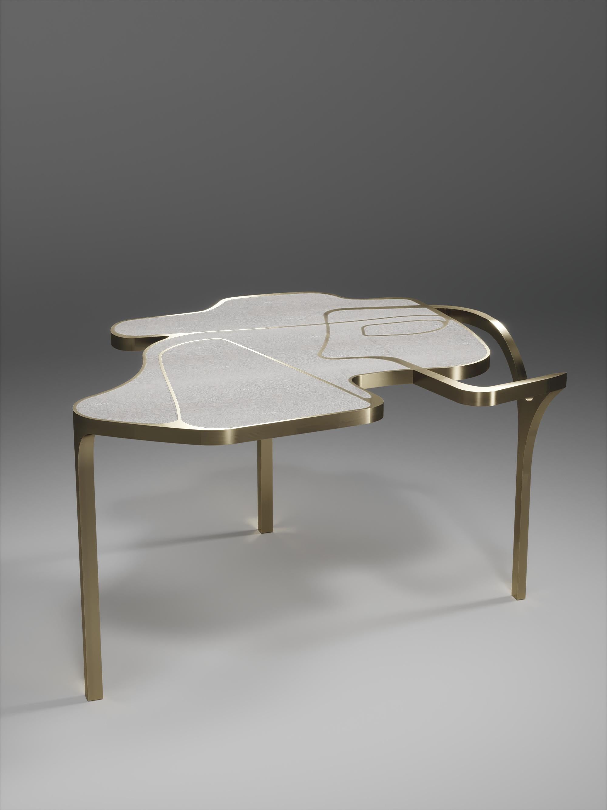Parchment Cocteau Coffee Table with Brass Accents by R & Y Augousti For Sale 5