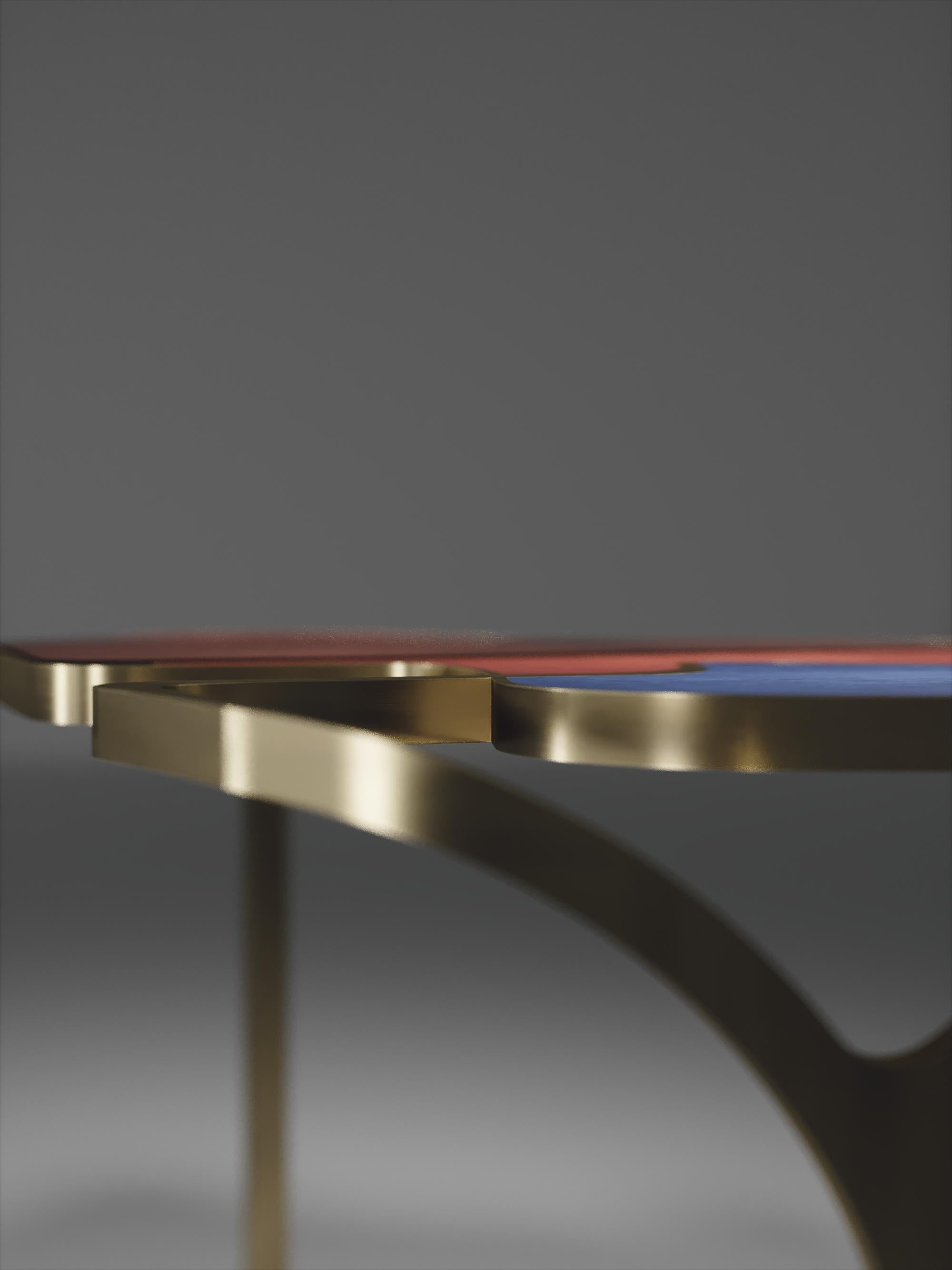 Contemporary Parchment Cocteau Coffee Table with Brass Accents by R & Y Augousti For Sale